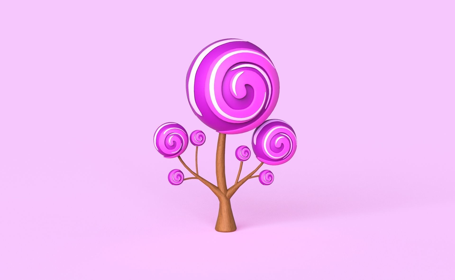 Cartoon Candy Tree 8 Low-poly 3D model_7