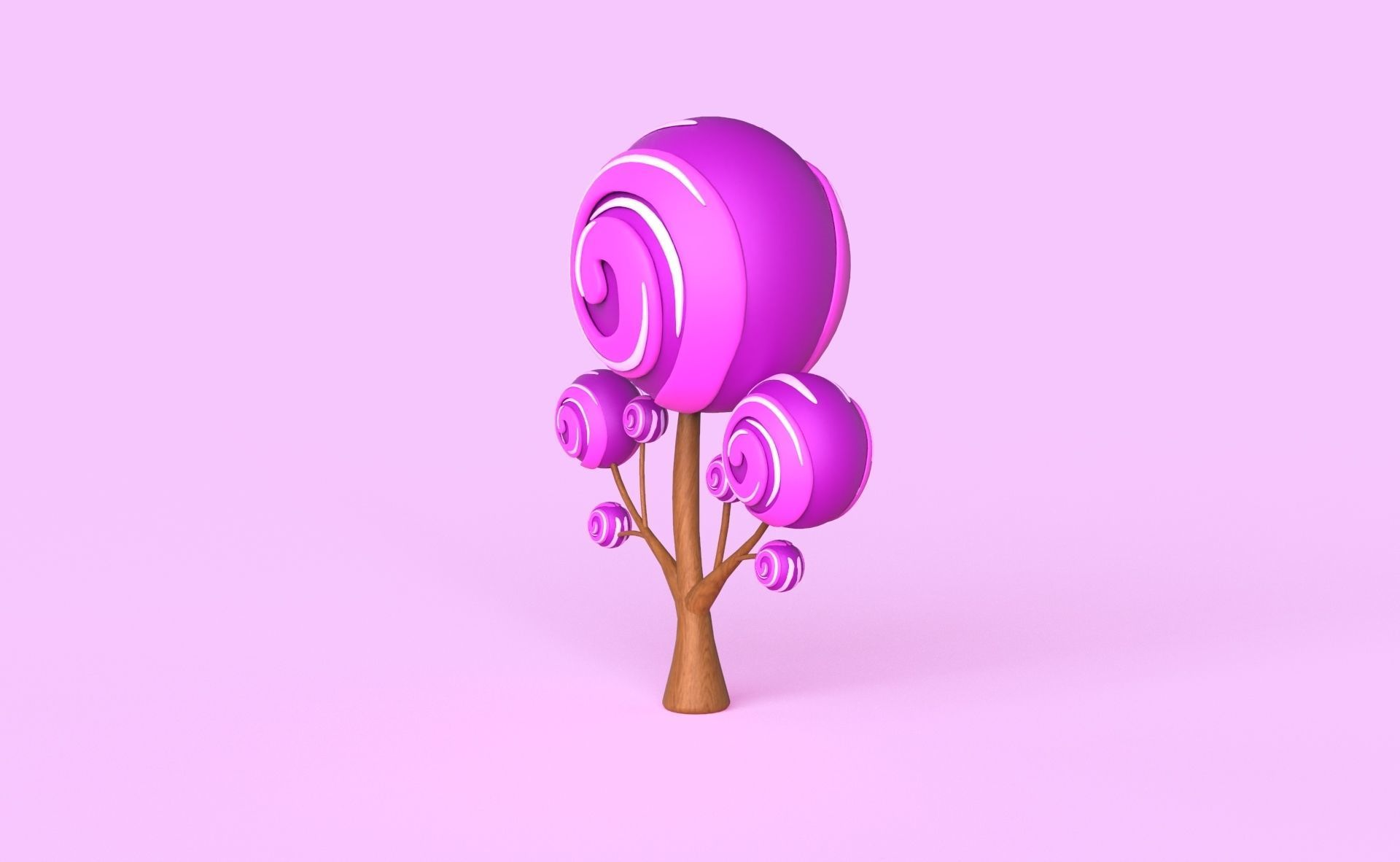 Cartoon Candy Tree 8 Low-poly 3D model_10