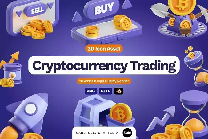 Cryptocurrency Trading 3D model
