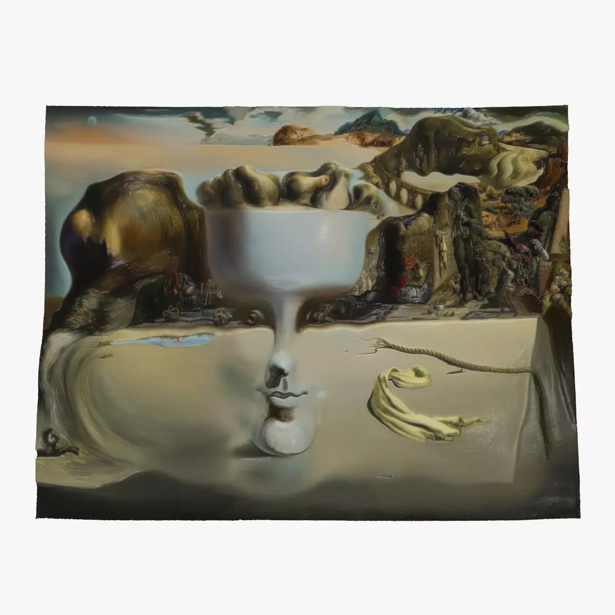 APPARITION OF FACE AND FRUITDISH ON A BEACH-SALVADOR DALI 3D print model