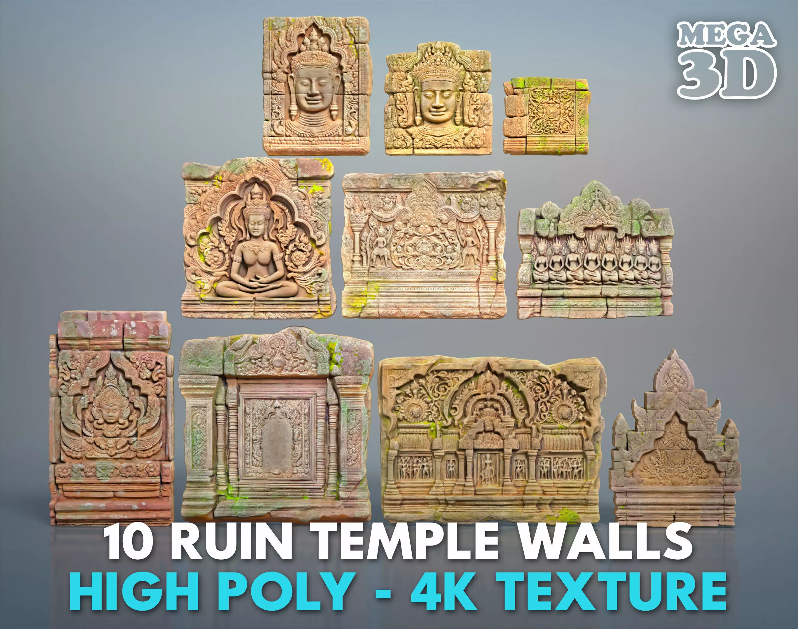 High poly Ruin Temple Walls - 240702 3D model_0