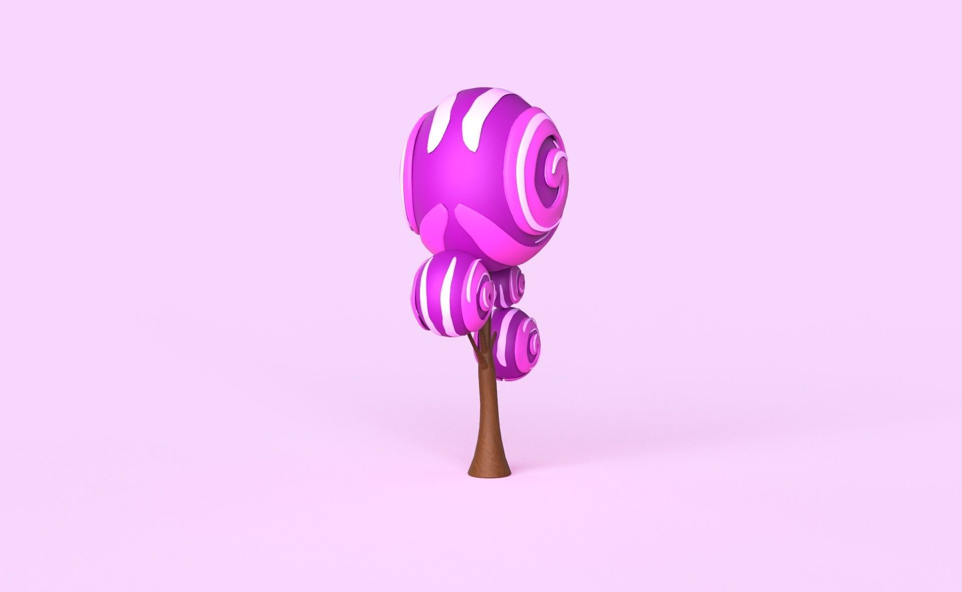 Cartoon Candy Tree 9 Low-poly 3D model_5