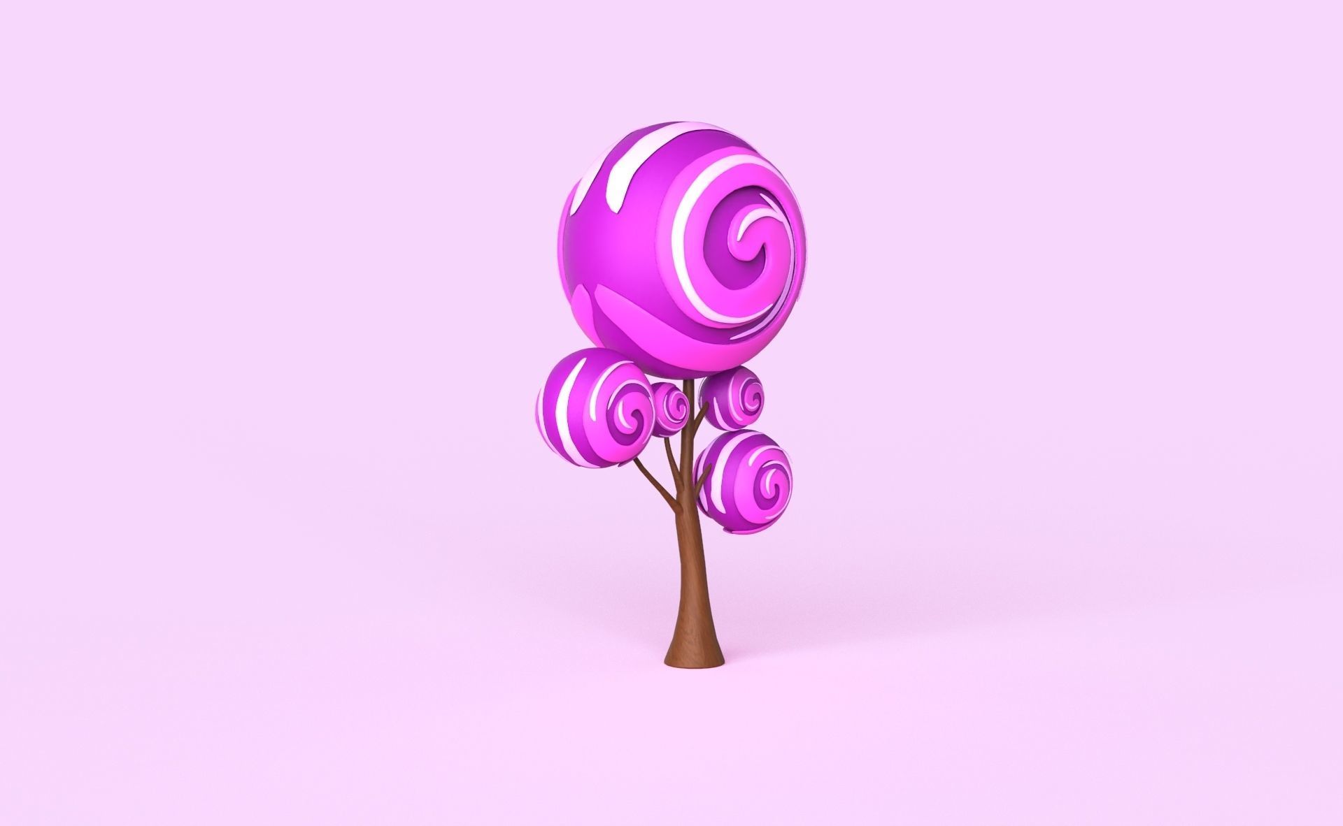 Cartoon Candy Tree 9 Low-poly 3D model_6