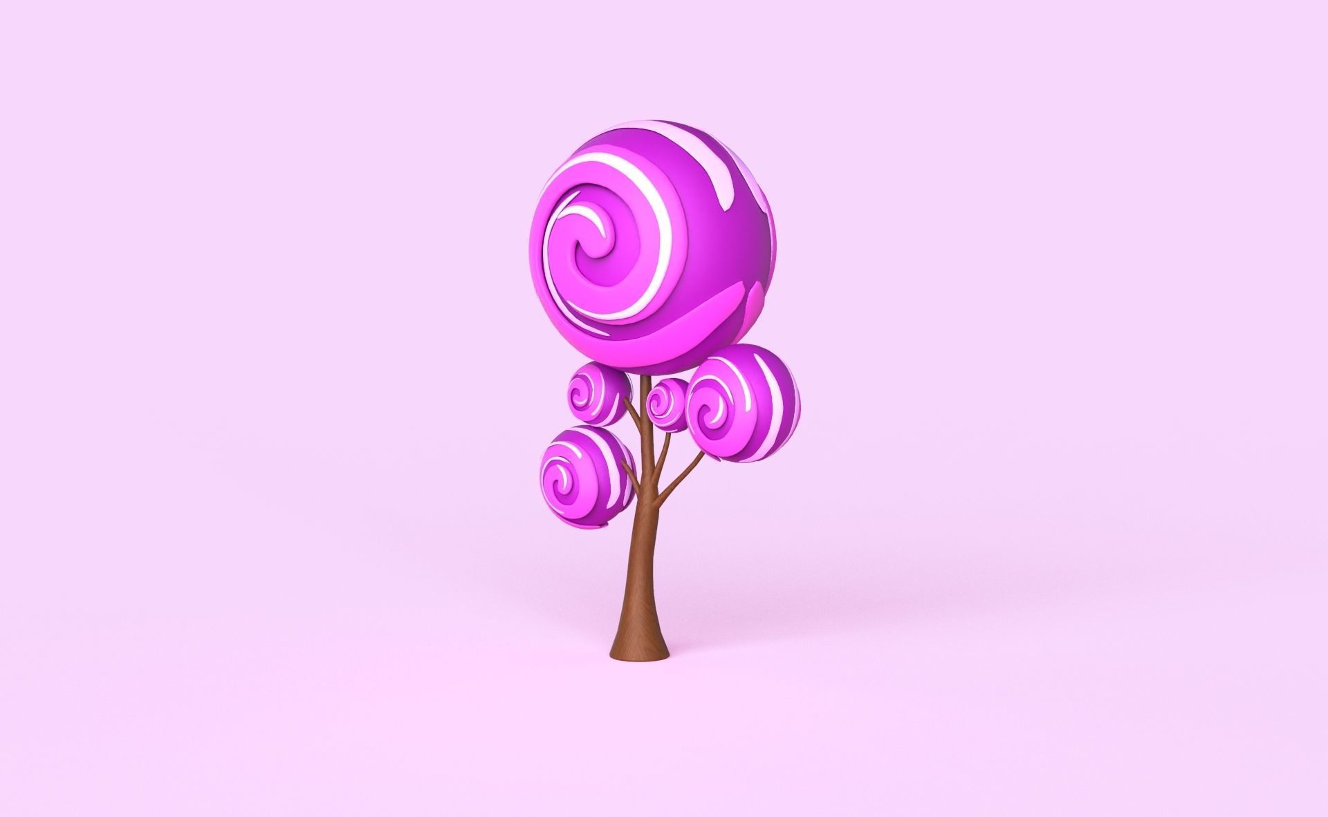 Cartoon Candy Tree 9 Low-poly 3D model_2