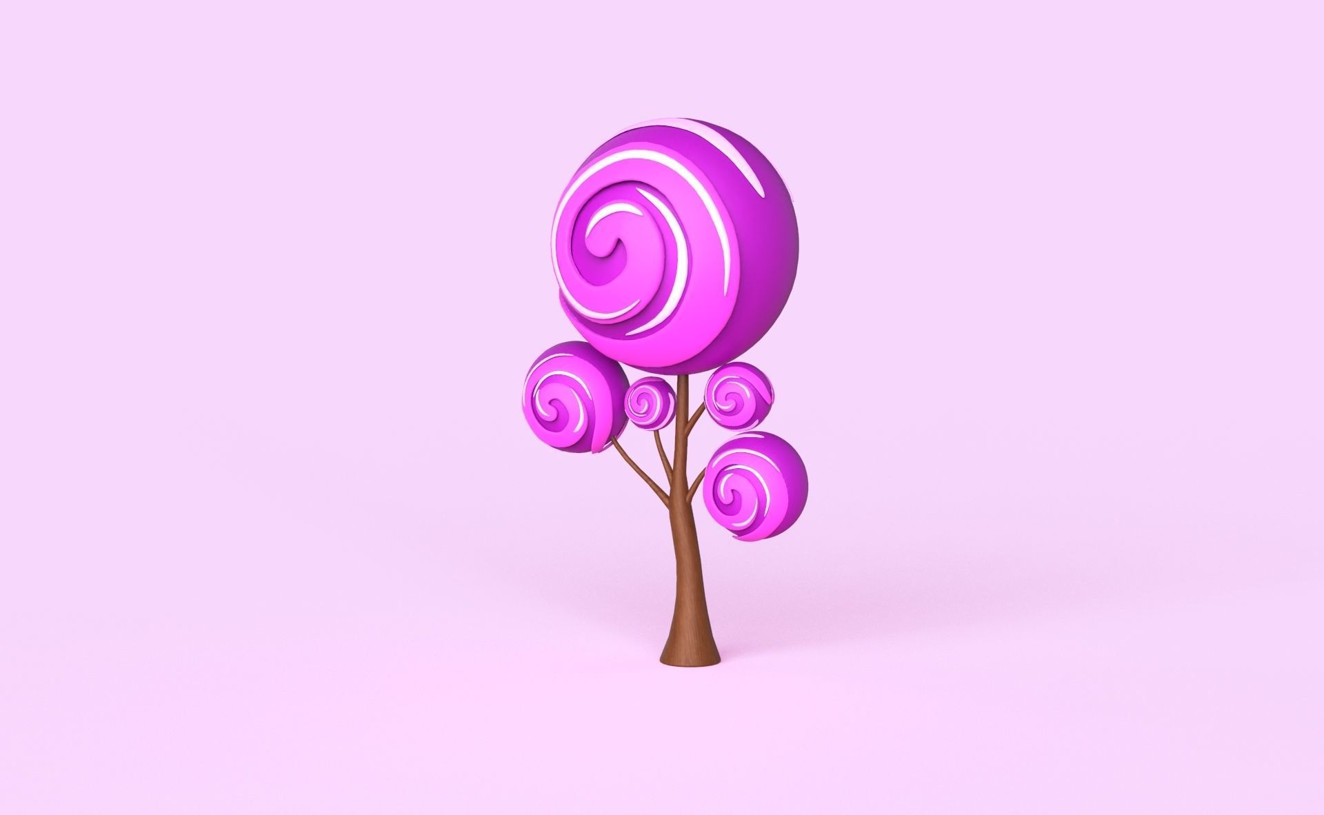 Cartoon Candy Tree 9 Low-poly 3D model_9