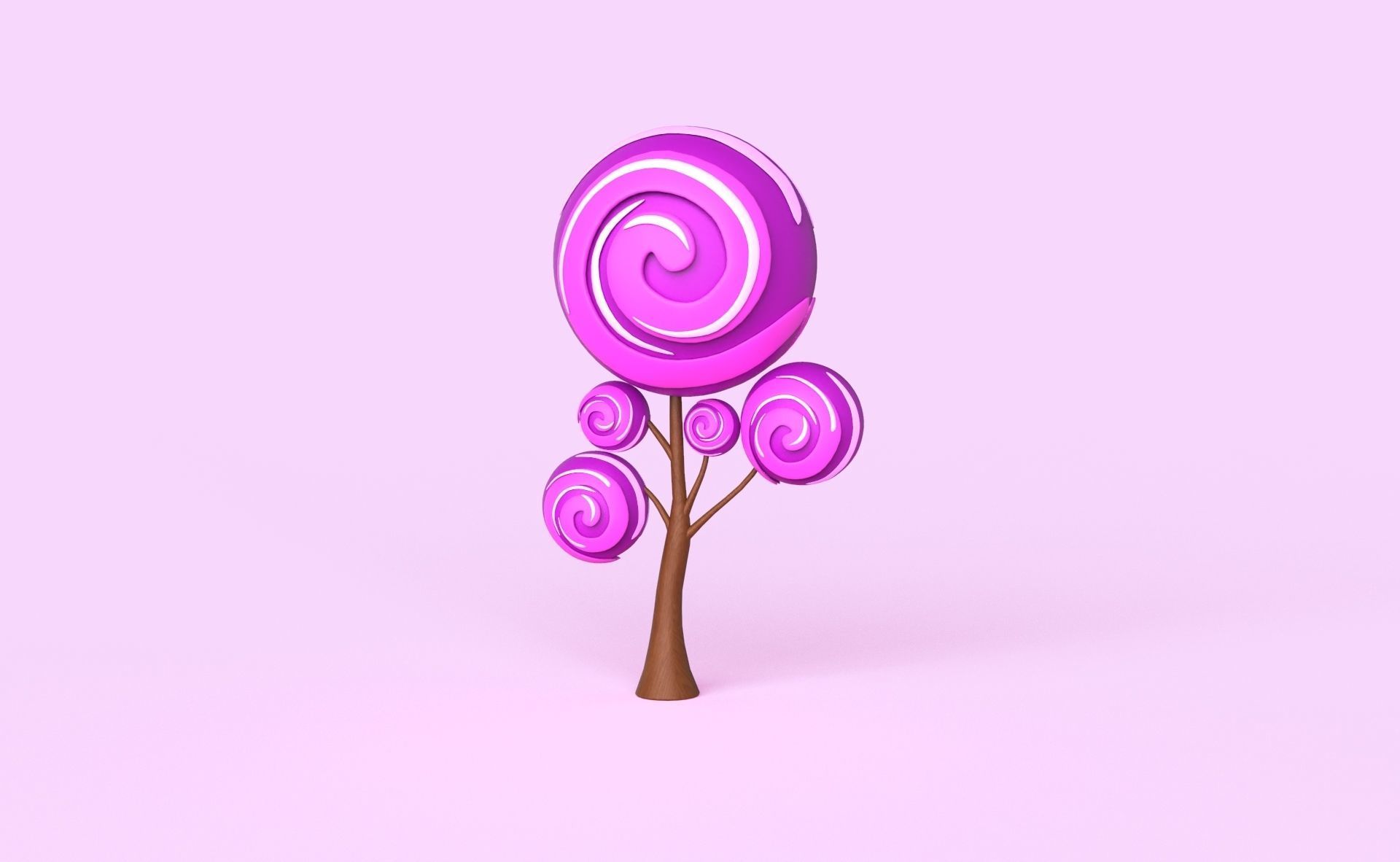 Cartoon Candy Tree 9 Low-poly 3D model_16