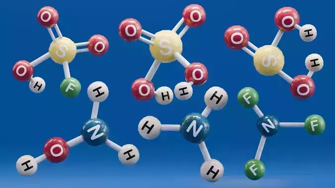 Acid and Base Molecule - Bundle Edition Low-poly 3D model