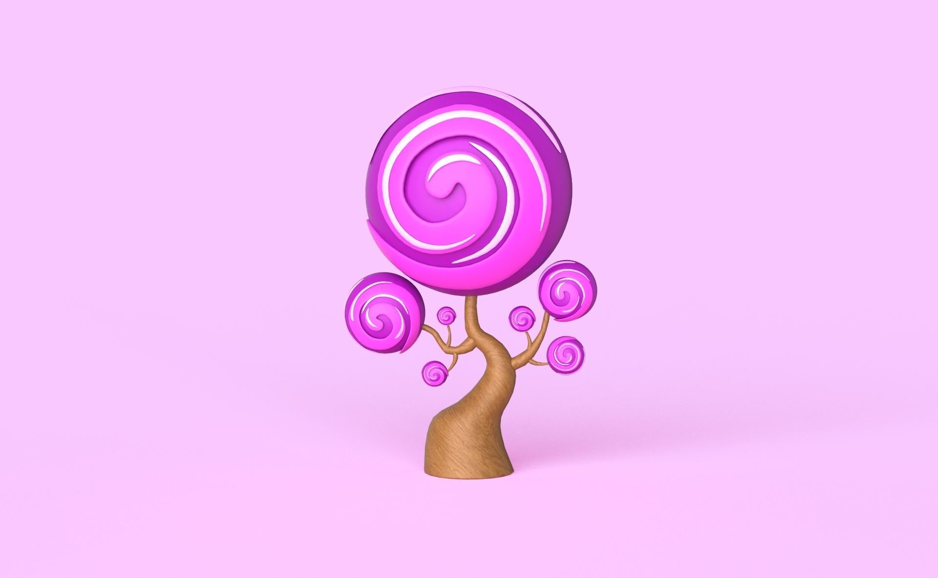 Cartoon Candy Tree 10 Low-poly 3D model_9