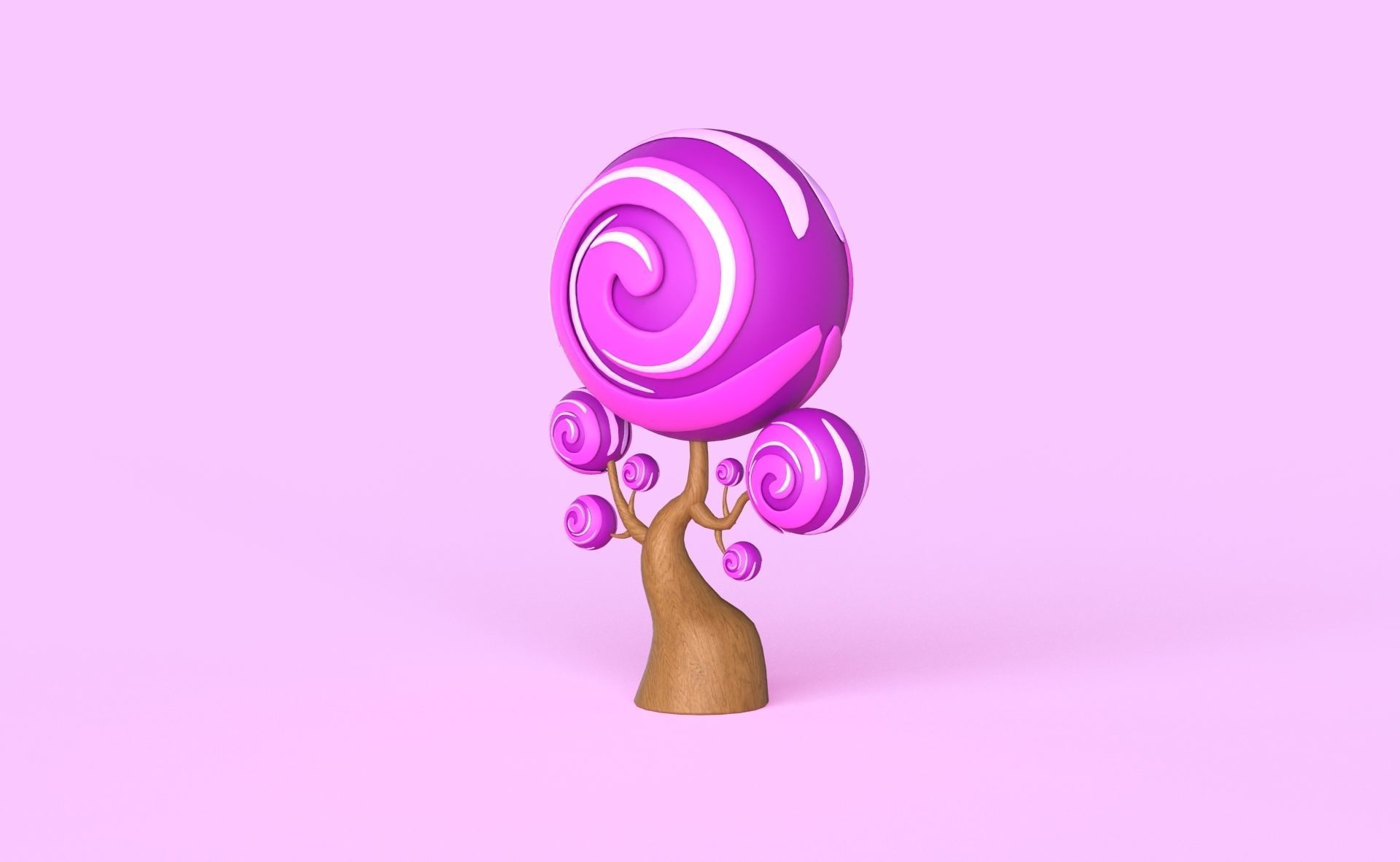 Cartoon Candy Tree 10 Low-poly 3D model_2