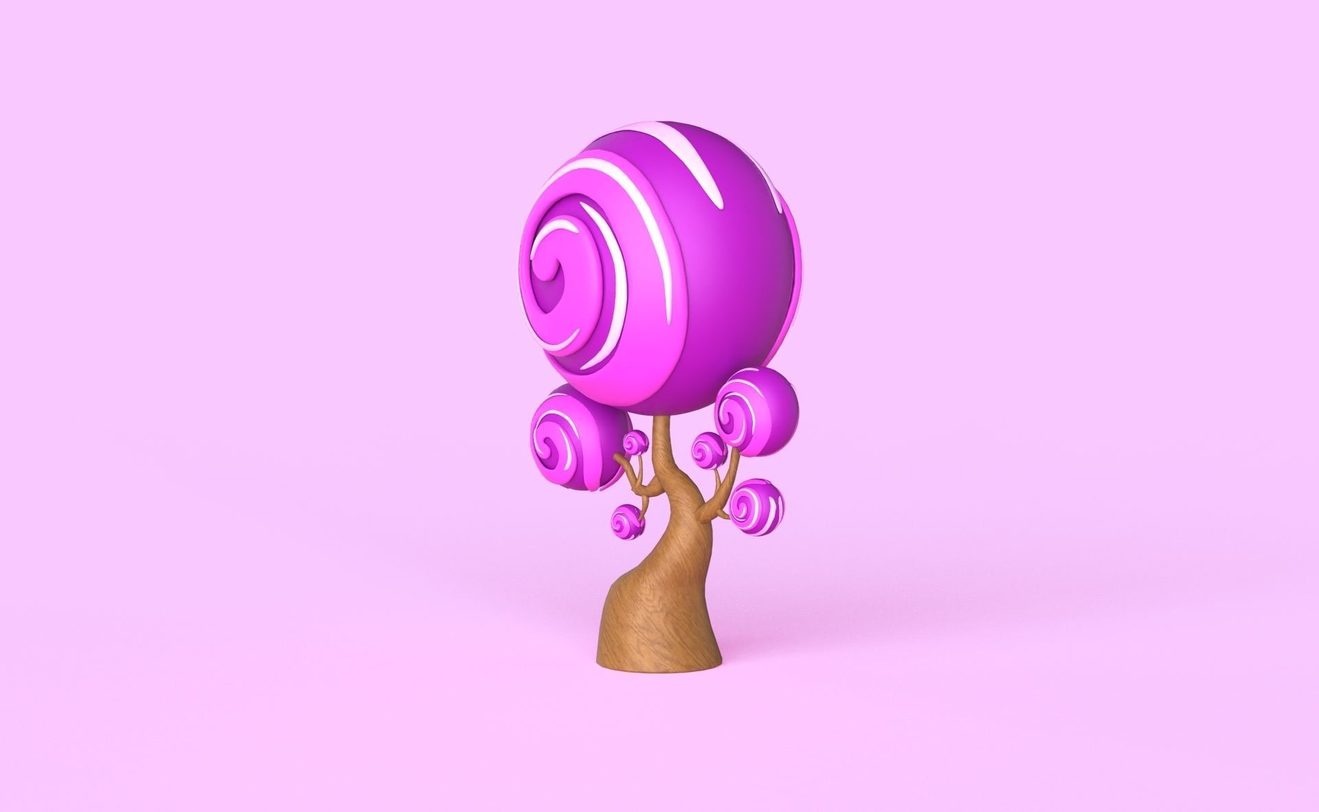 Cartoon Candy Tree 10 Low-poly 3D model_11