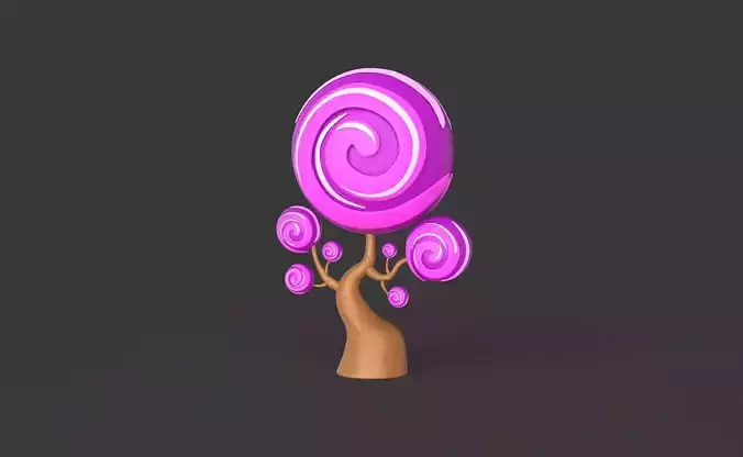 Cartoon Candy Tree 10 Low-poly 3D model