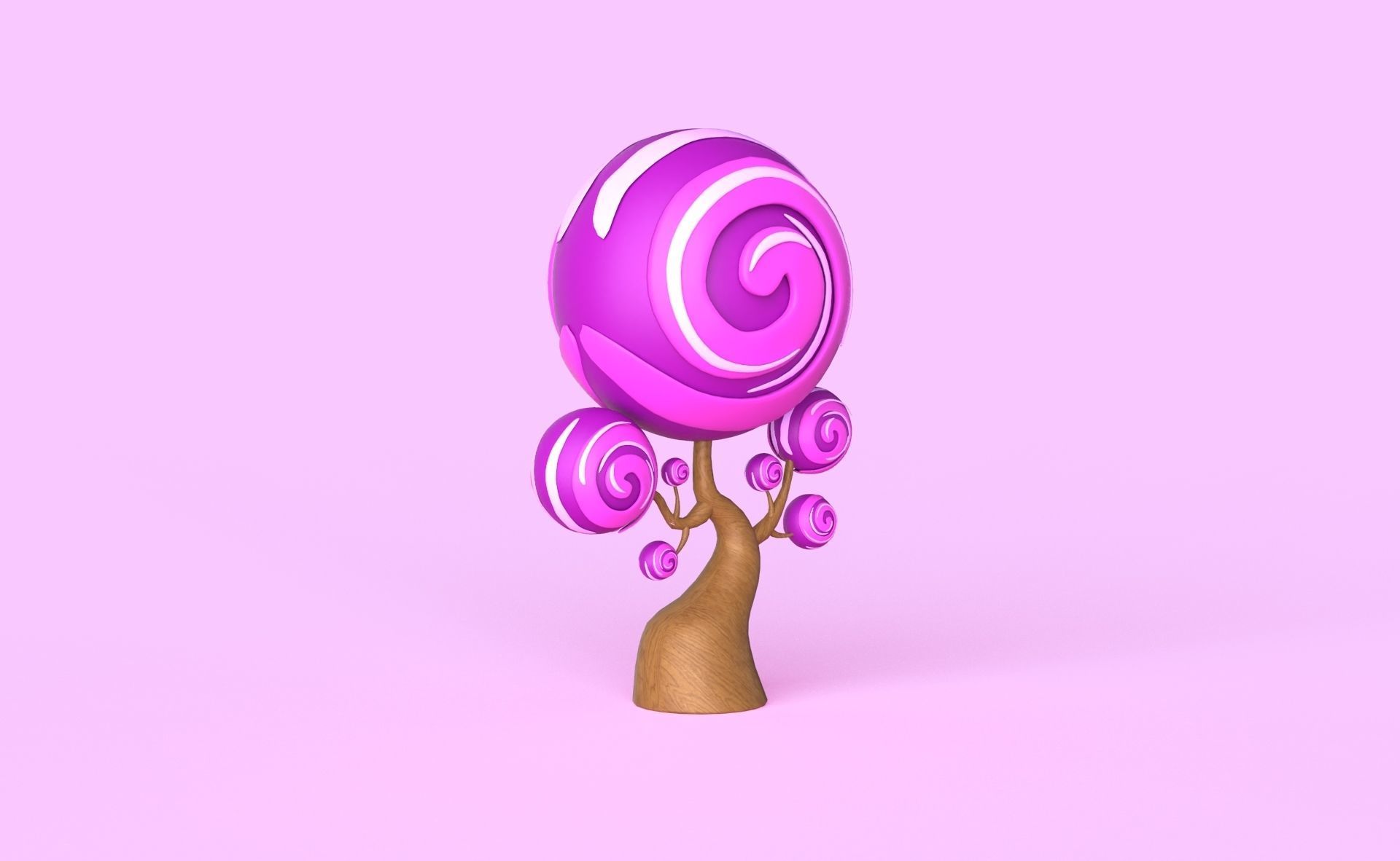 Cartoon Candy Tree 10 Low-poly 3D model_7