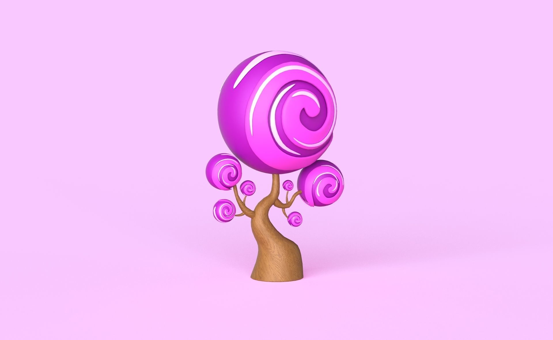 Cartoon Candy Tree 10 Low-poly 3D model_16