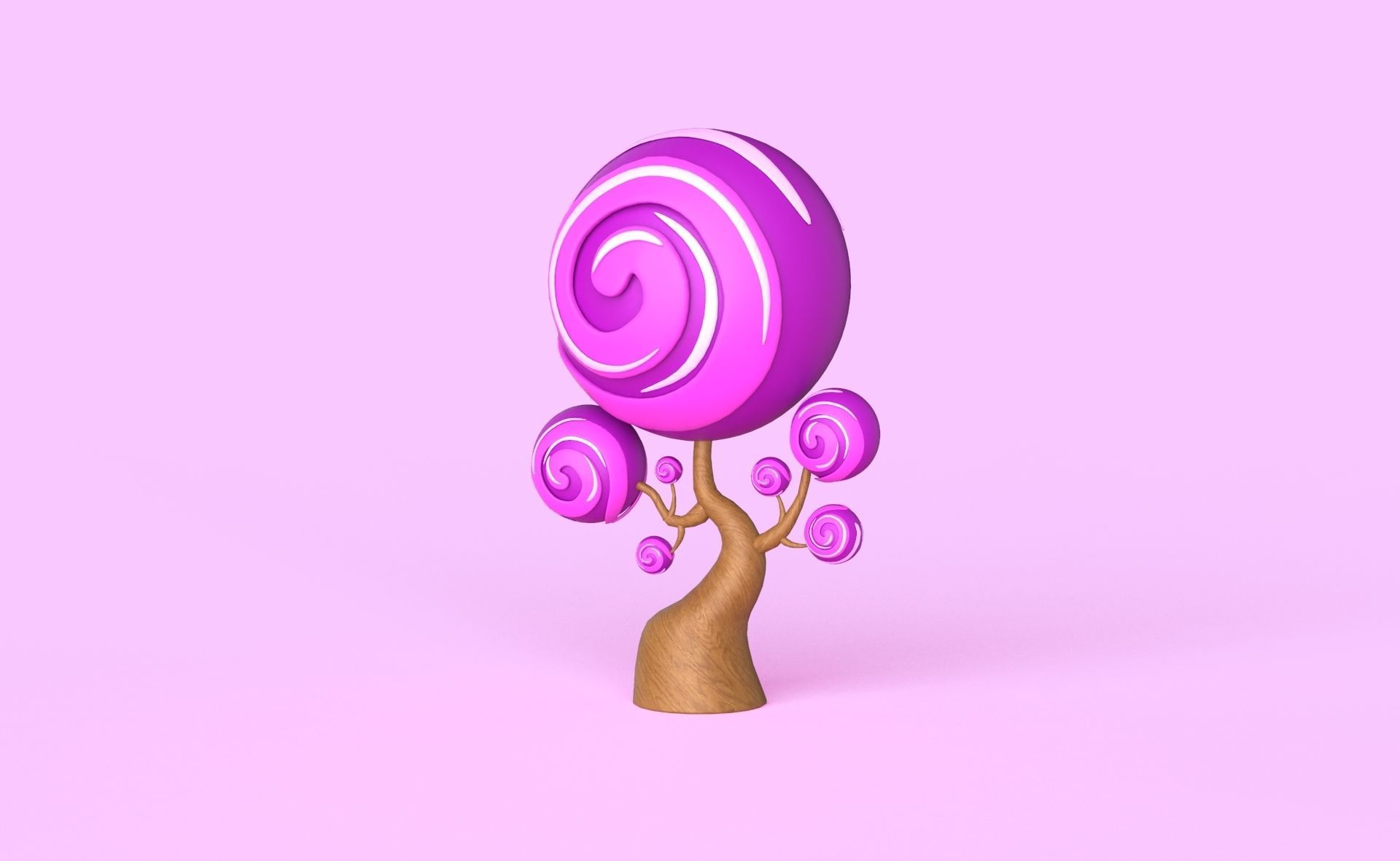 Cartoon Candy Tree 10 Low-poly 3D model_10