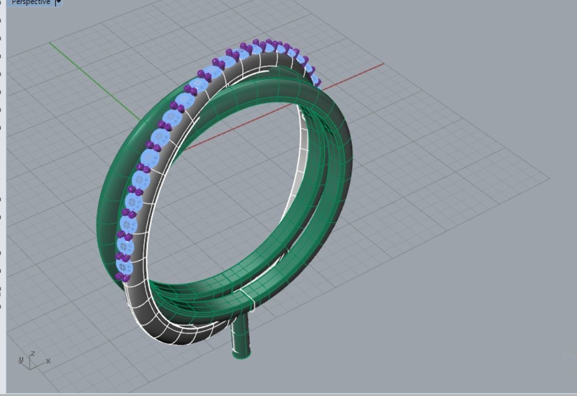 3 line Ring size 55 3D model 3D print model_1