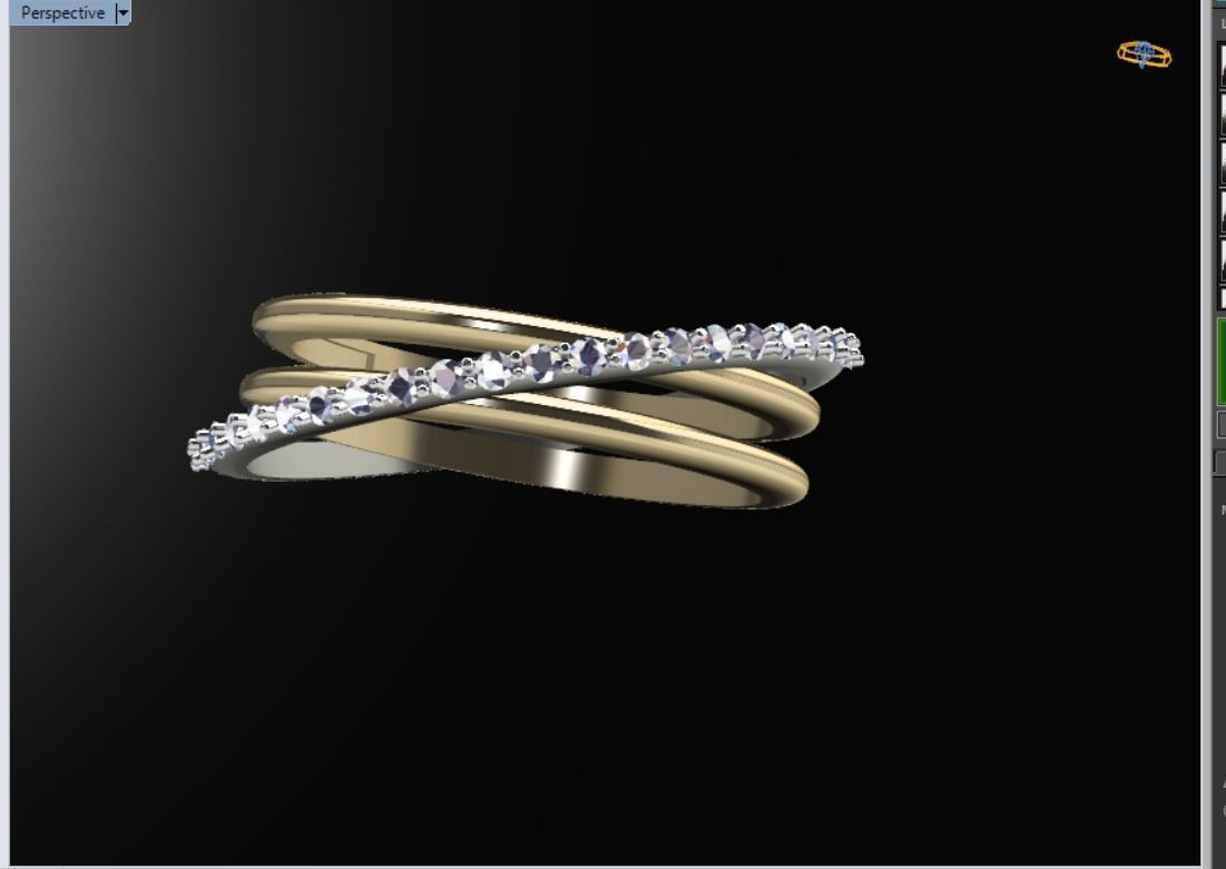 3 line Ring size 55 3D model 3D print model_4