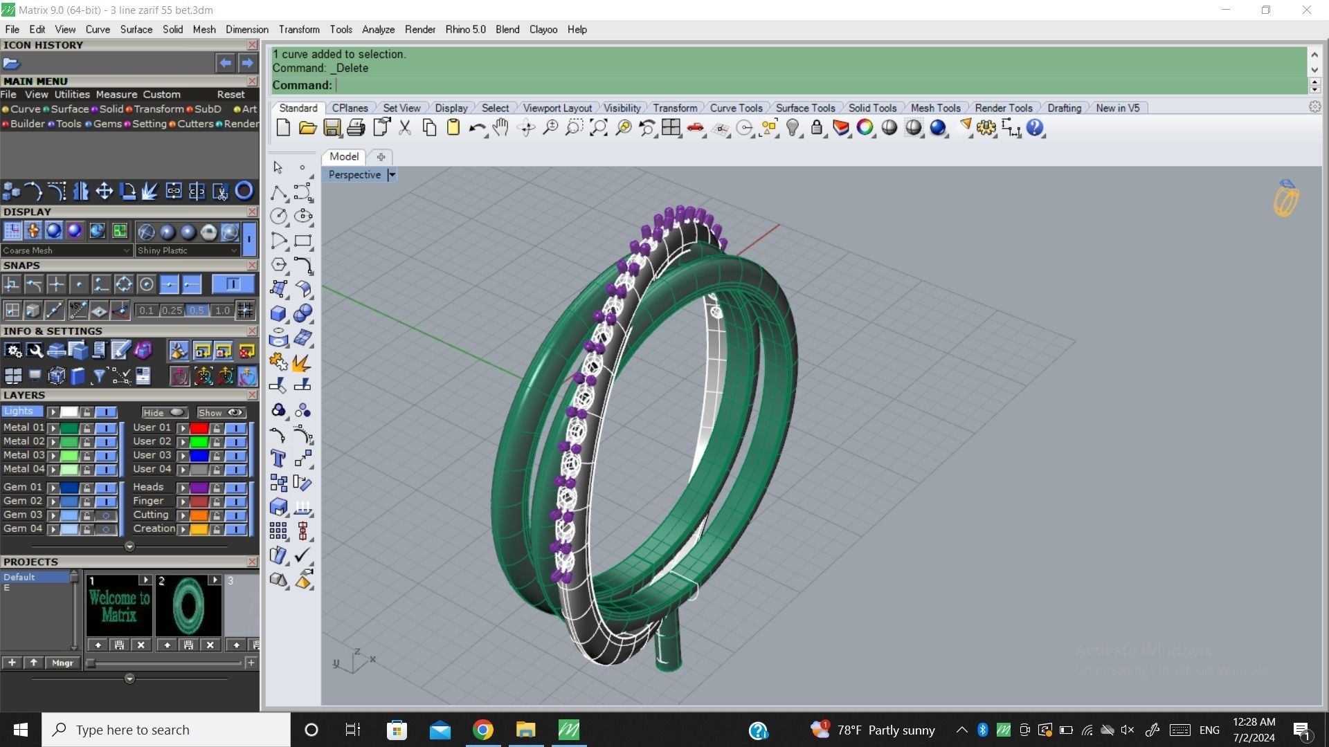 3 line Ring size 55 3D model 3D print model_2