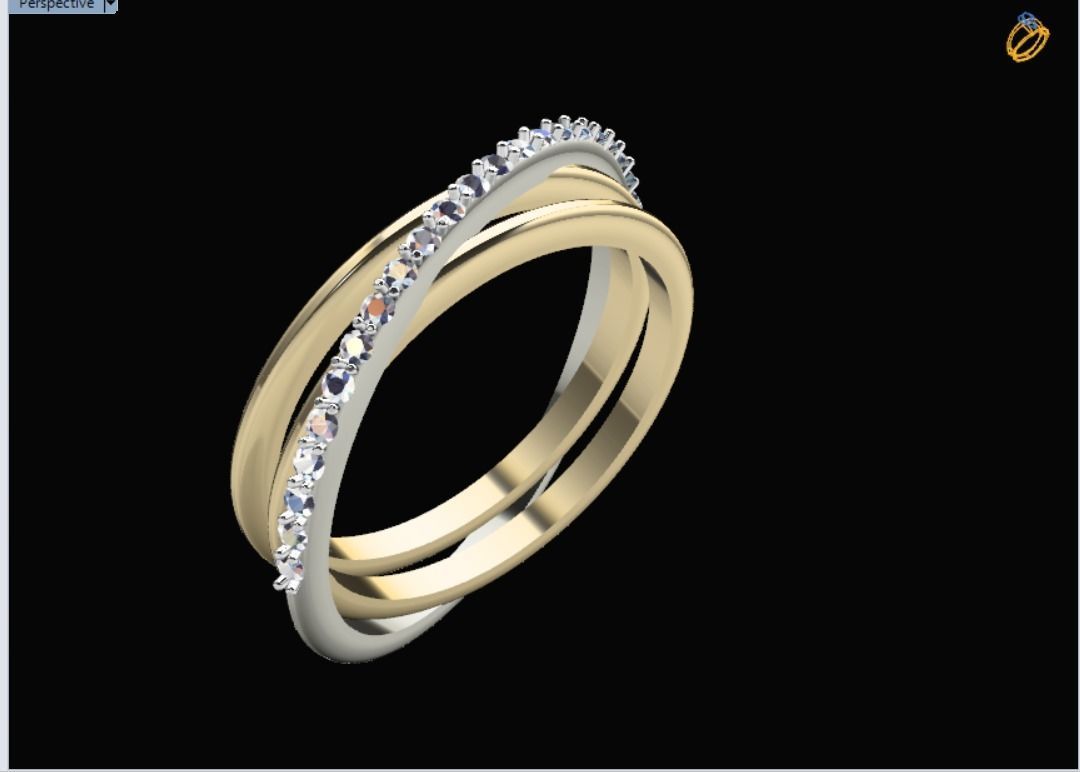 3 line Ring size 55 3D model 3D print model_3
