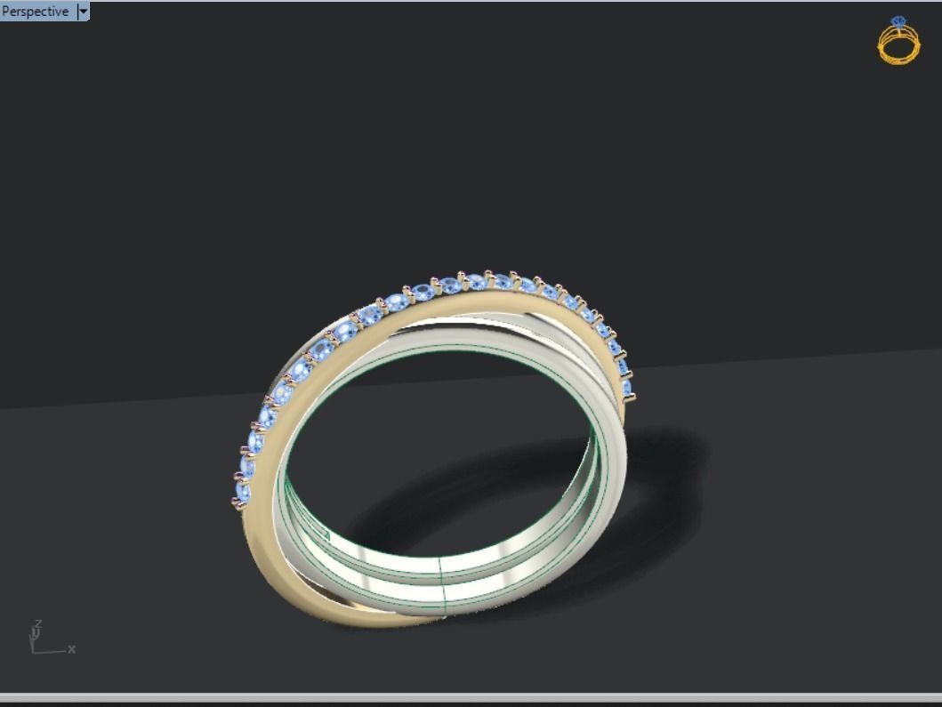 3 line Ring size 55 3D model 3D print model_9