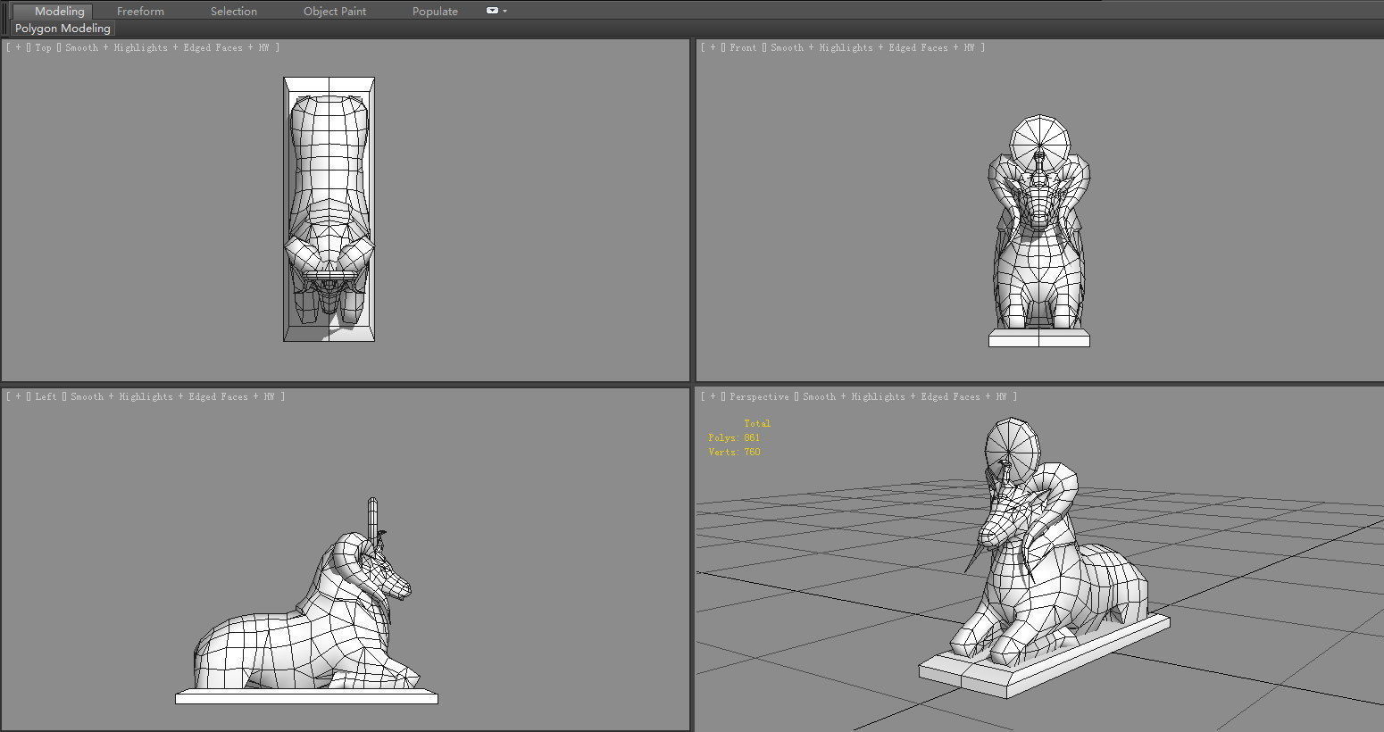 Stone sheep sculpture Low-poly 3D model_5