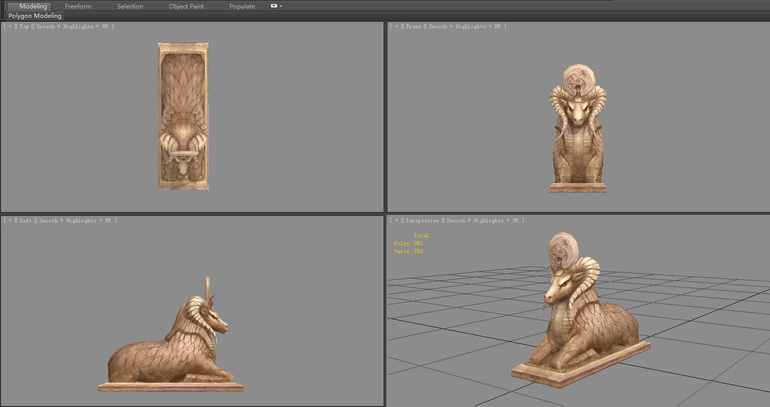 Stone sheep sculpture Low-poly 3D model_3