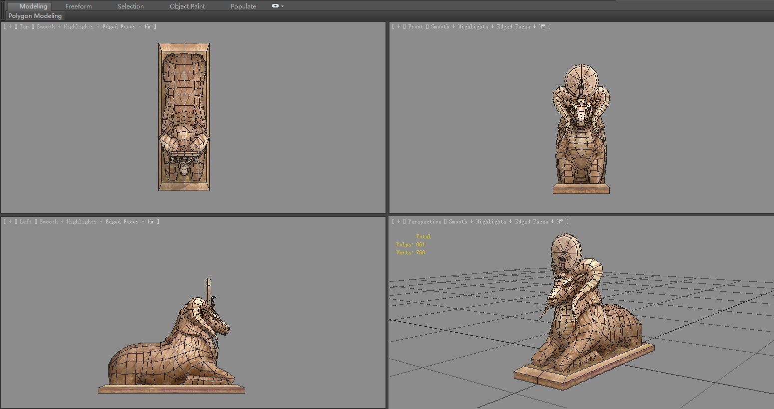 Stone sheep sculpture Low-poly 3D model_4