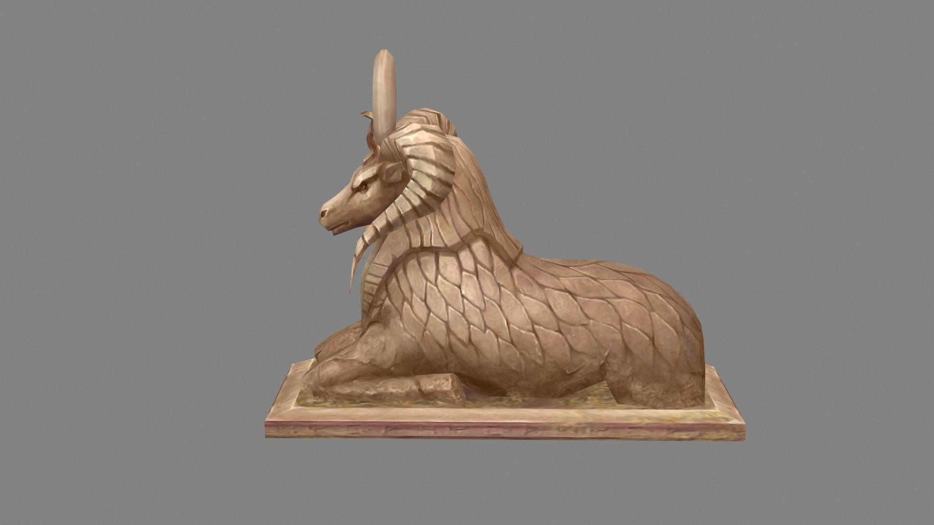 Stone sheep sculpture Low-poly 3D model_1