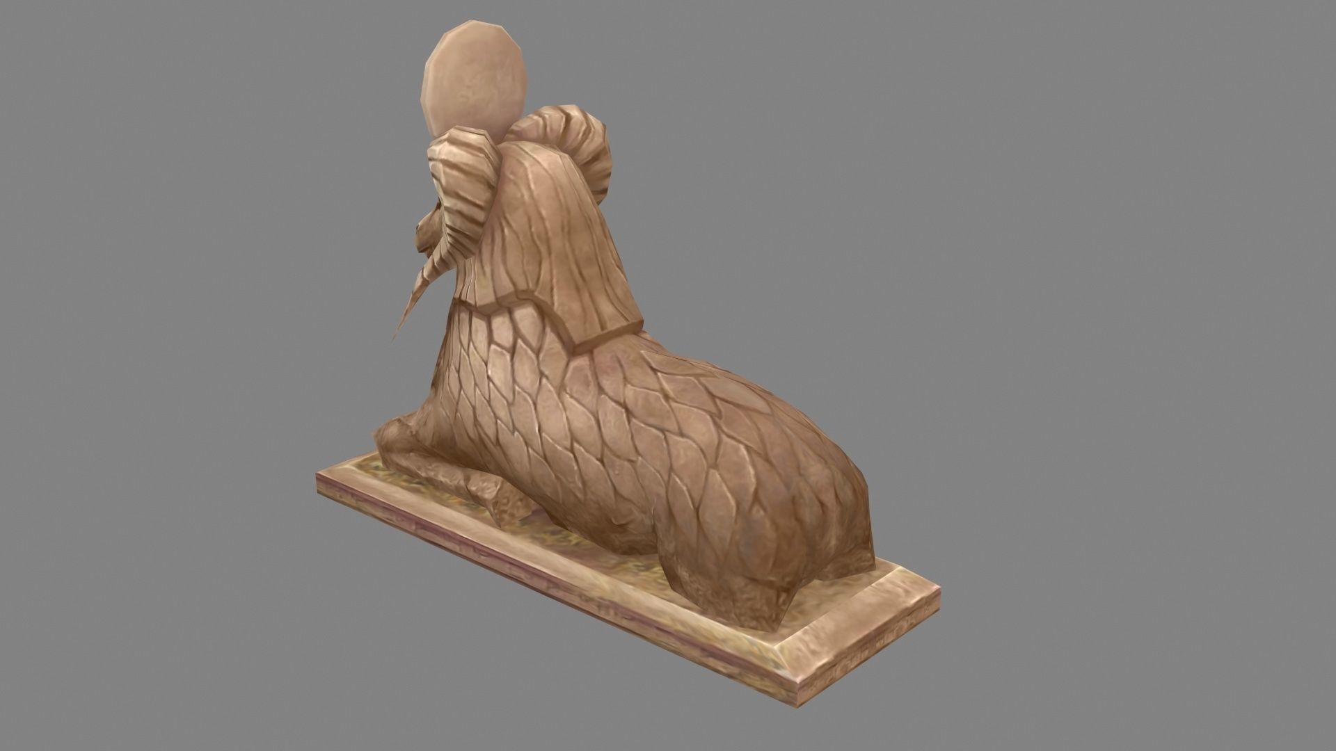 Stone sheep sculpture Low-poly 3D model_2