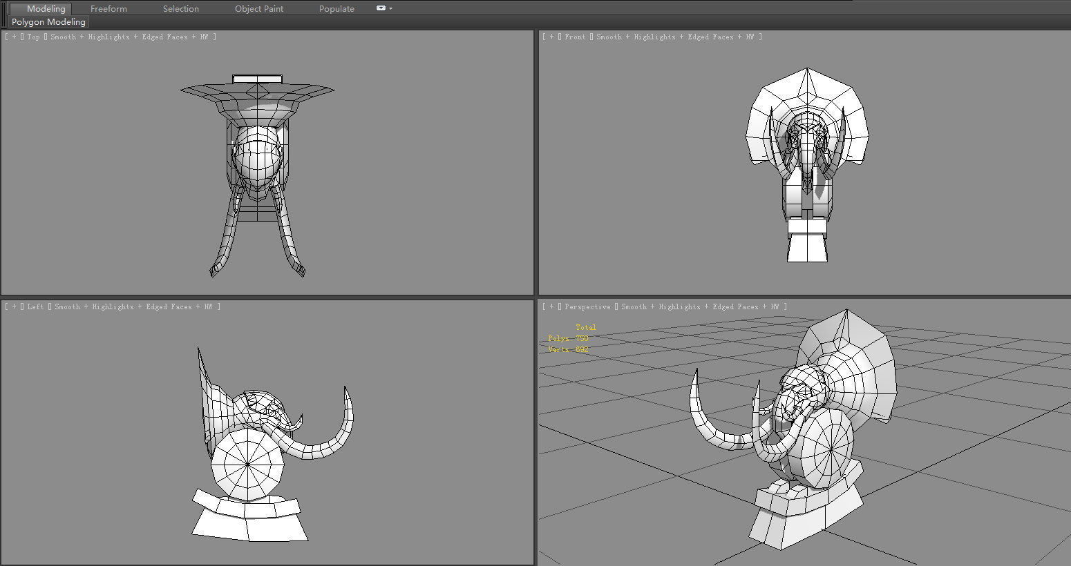 Stone elephant sculpture Low-poly 3D model_5