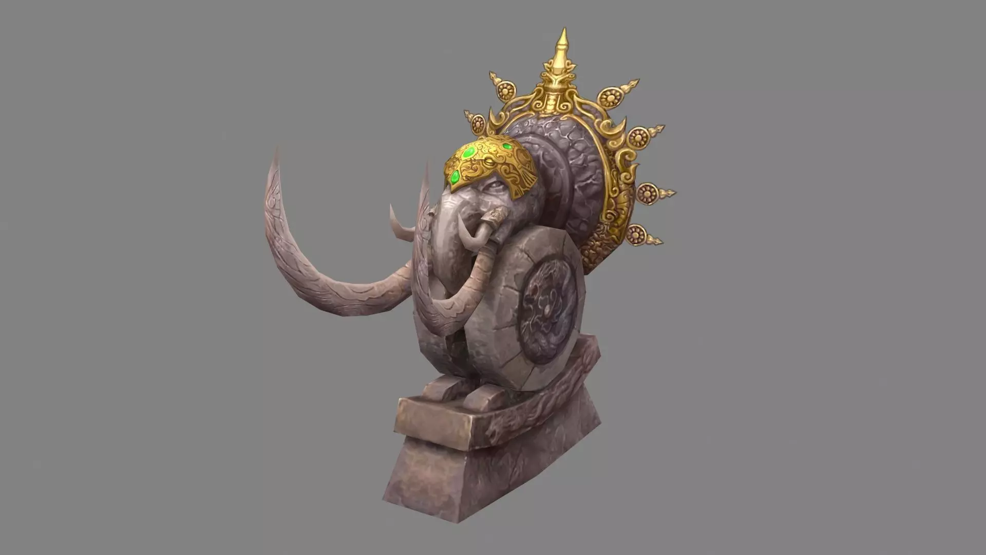 Stone elephant sculpture Low-poly 3D model_0