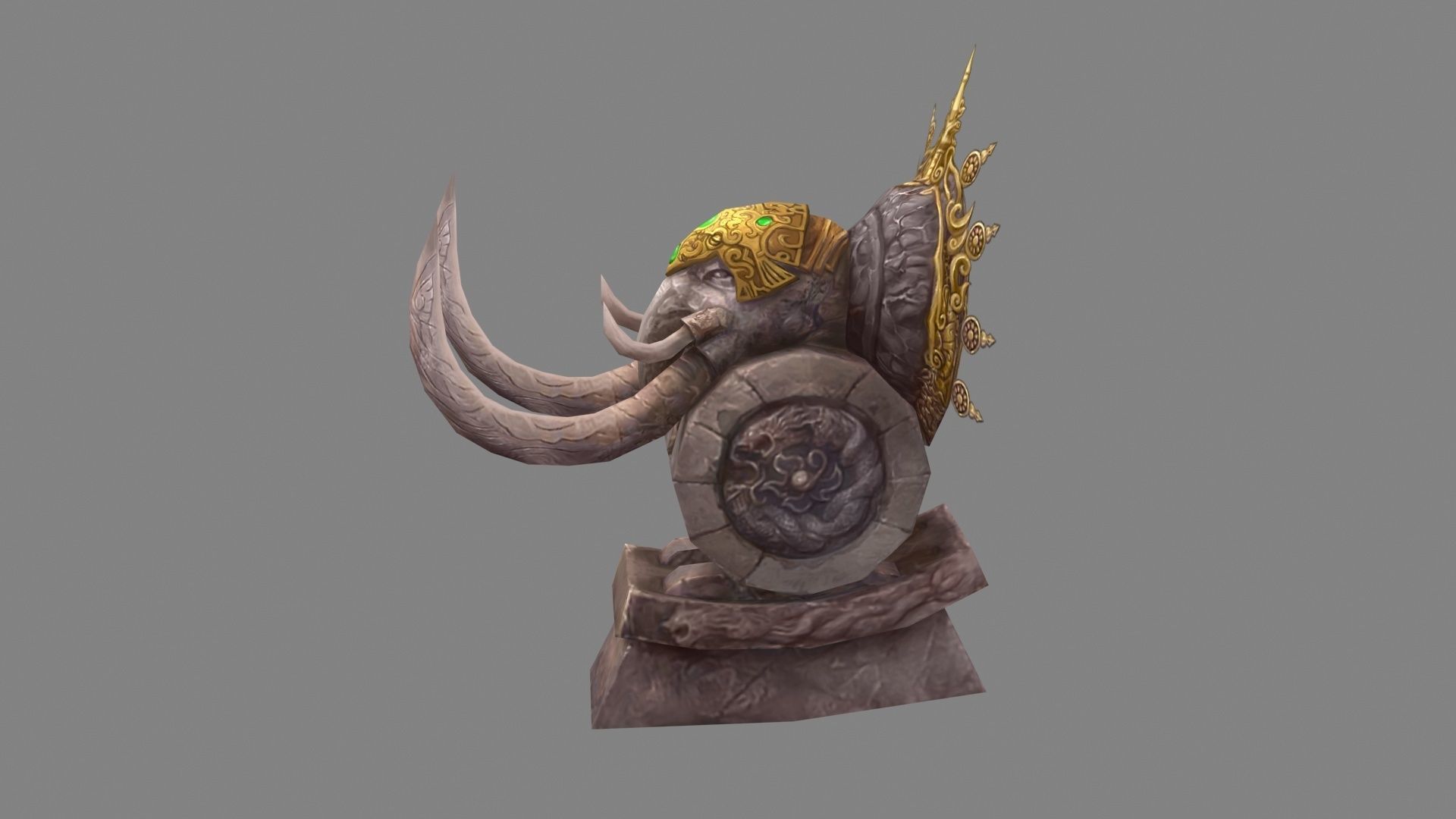 Stone elephant sculpture Low-poly 3D model_1