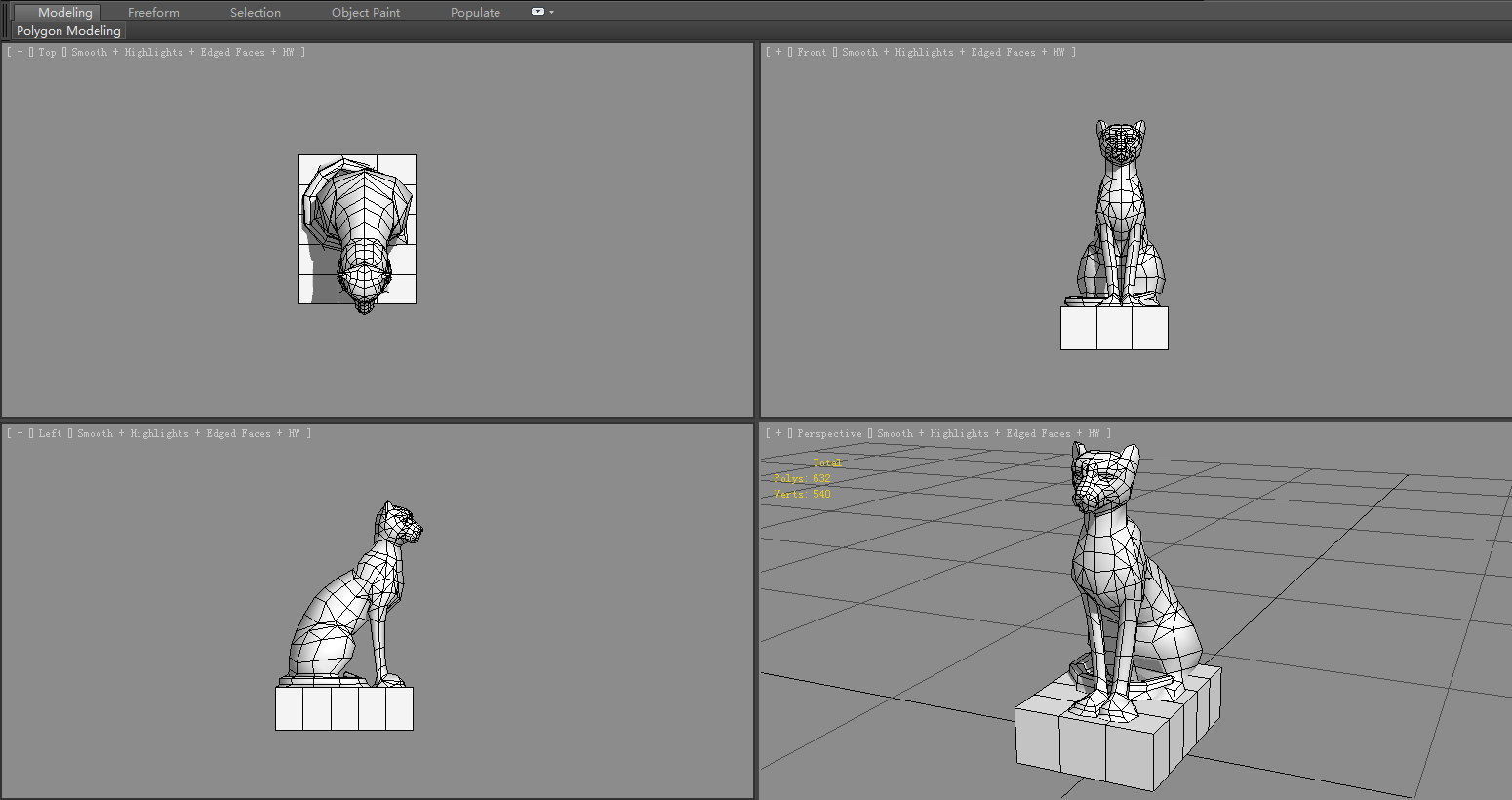 Stone panther sculpture - leopard sculpture Low-poly 3D model_6