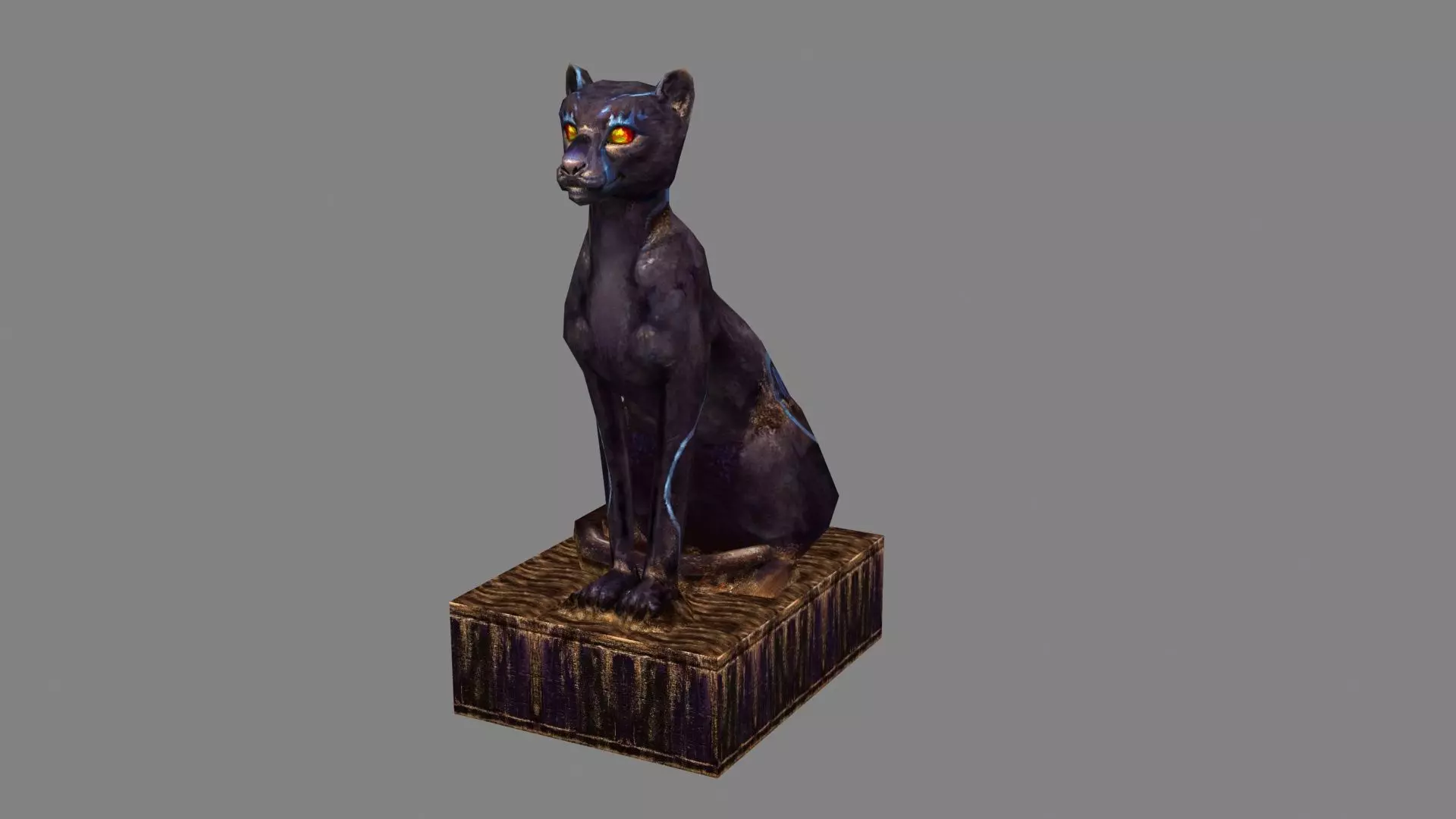 Stone panther sculpture - leopard sculpture Low-poly 3D model_0