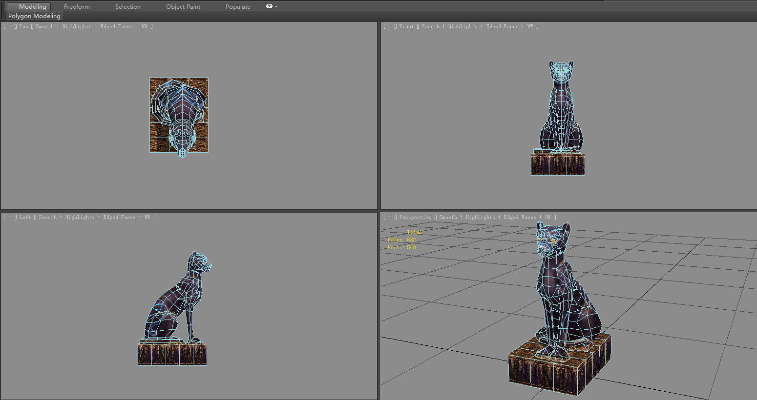 Stone panther sculpture - leopard sculpture Low-poly 3D model_5