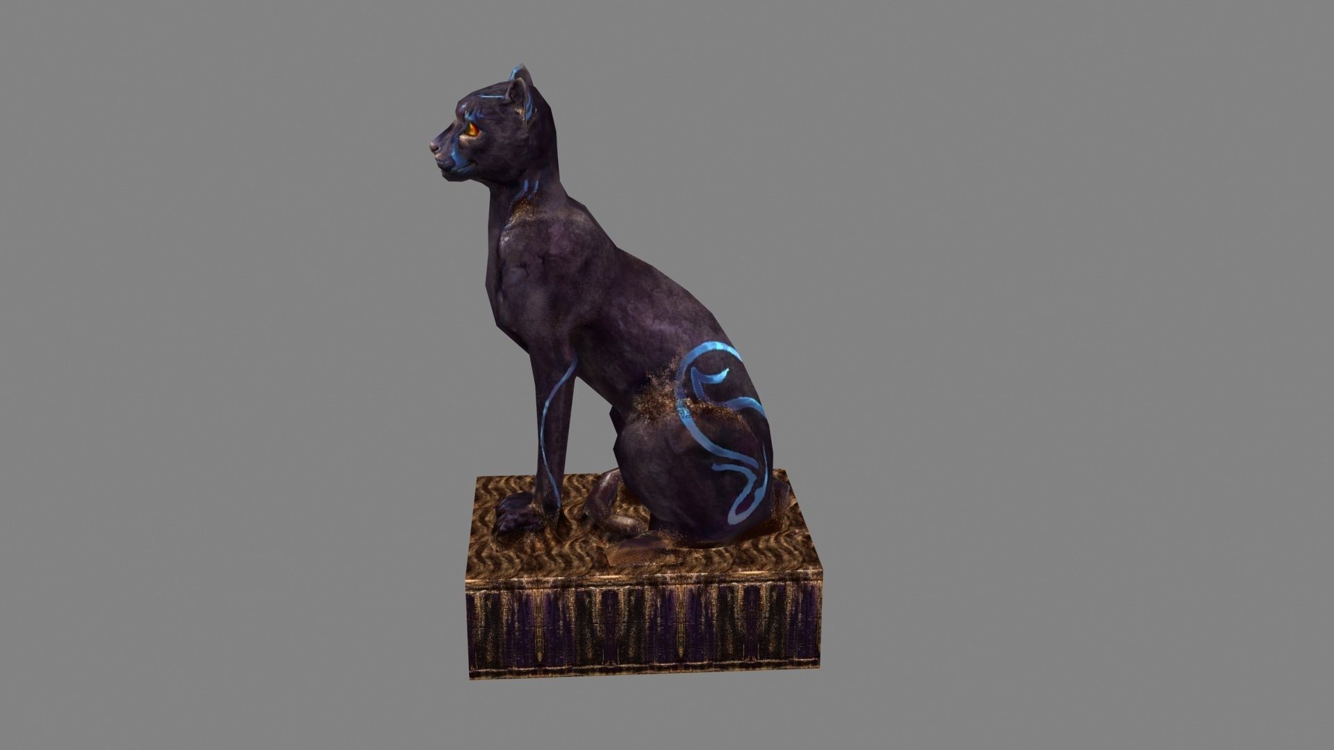 Stone panther sculpture - leopard sculpture Low-poly 3D model_1