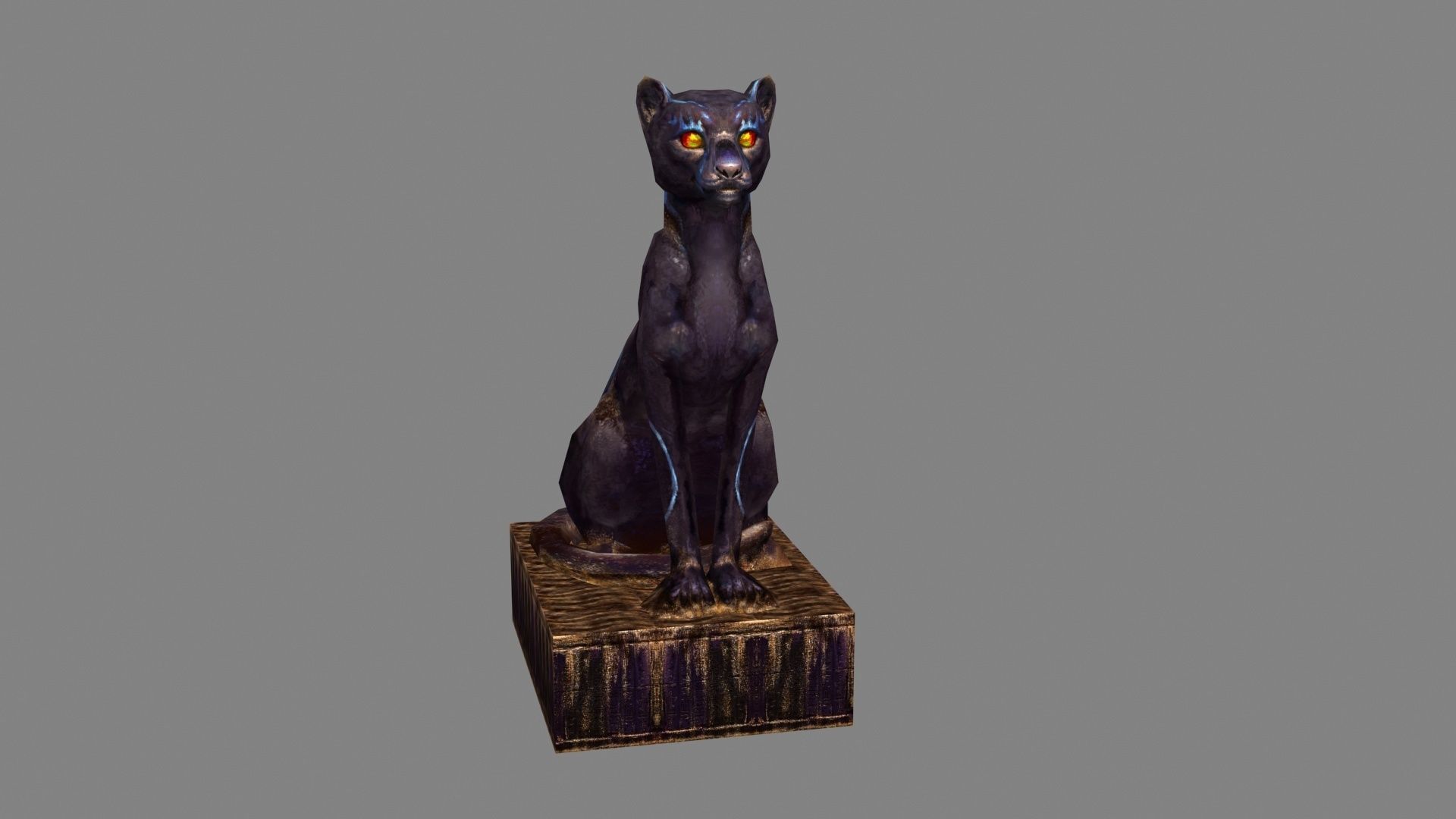 Stone panther sculpture - leopard sculpture Low-poly 3D model_3