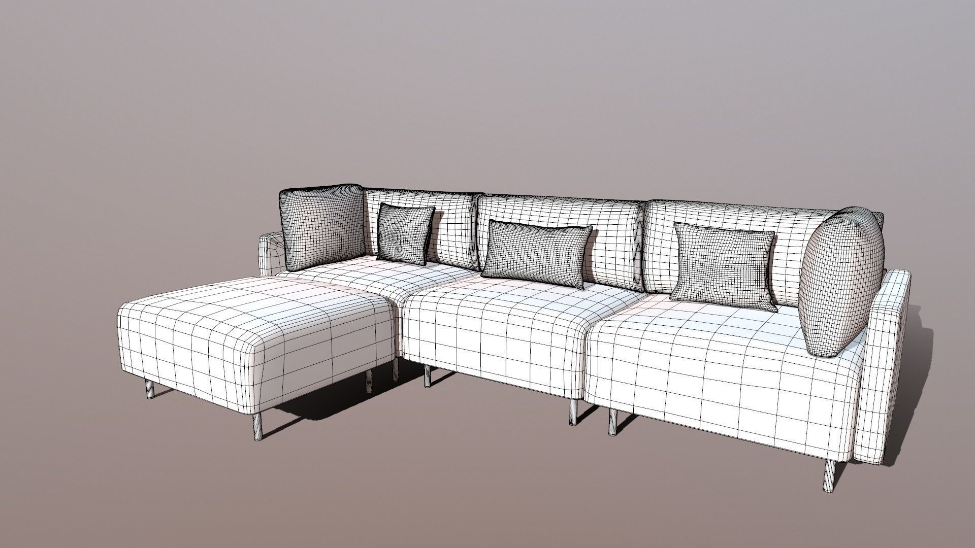 Sofa L shaped 3D model_11