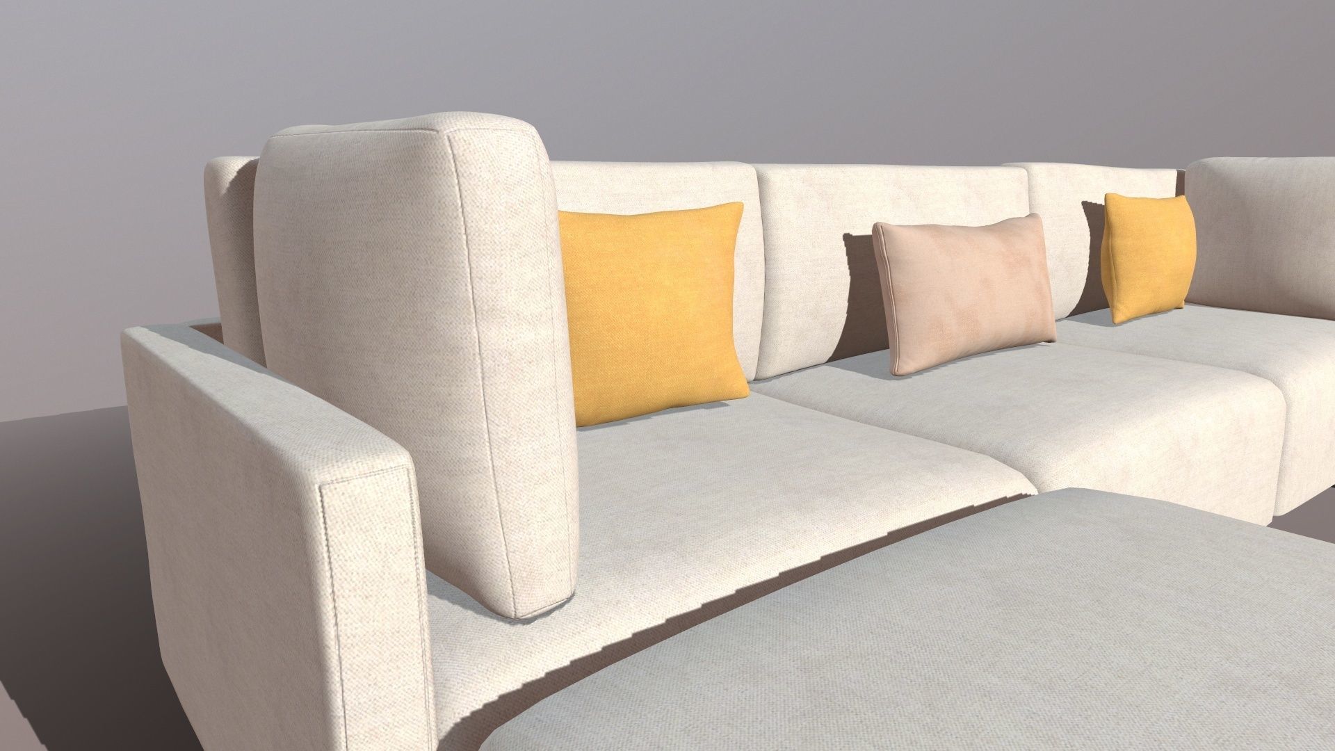 Sofa L shaped 3D model_4