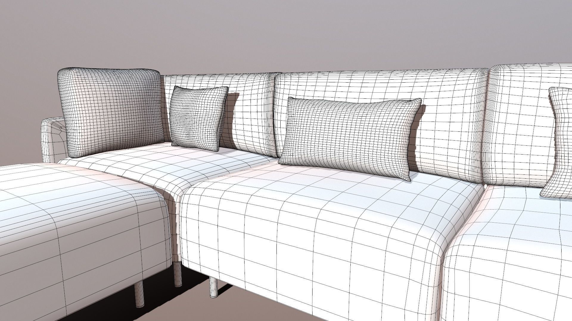 Sofa L shaped 3D model_12