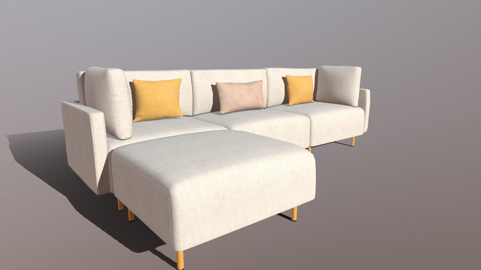 Sofa L shaped 3D model_3