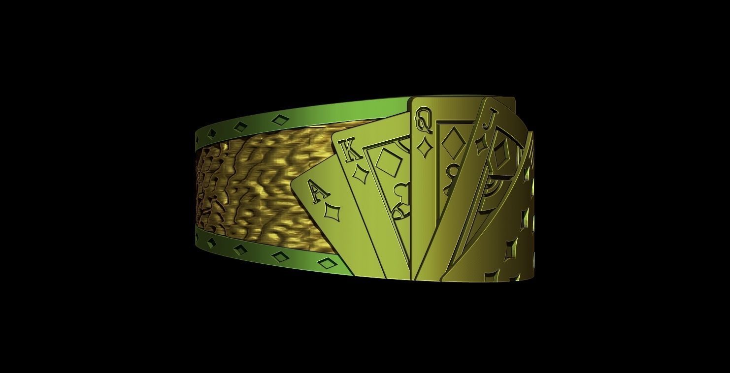 poker card ring 3D print model_1