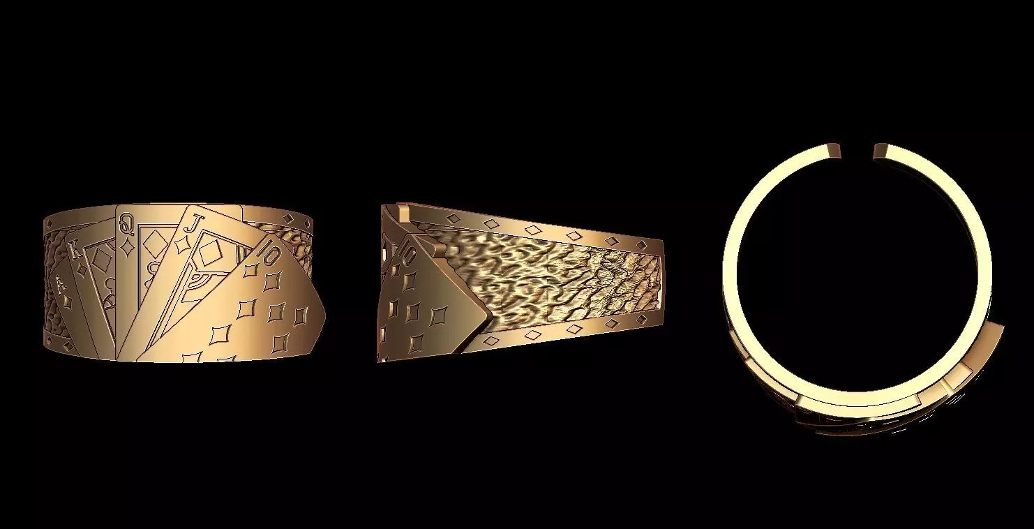 poker card ring 3D print model_0