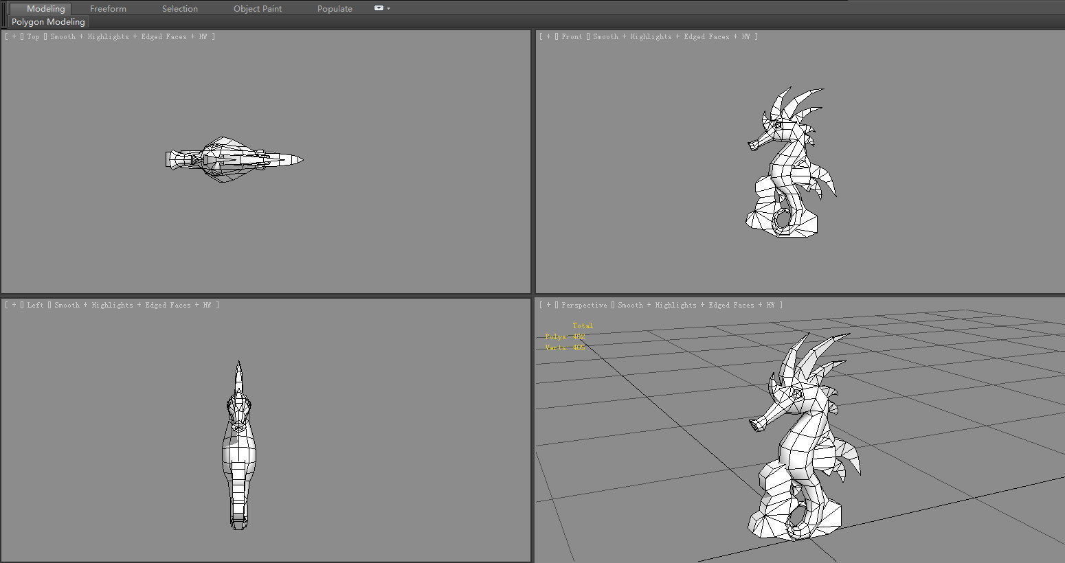 Sapphire seahorse sculpture - Jade seahorse Low-poly 3D model_5