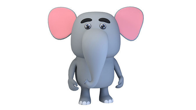 Cartoonish Humanoid Elephant Character Low-poly 3D model Low-poly 3D model
