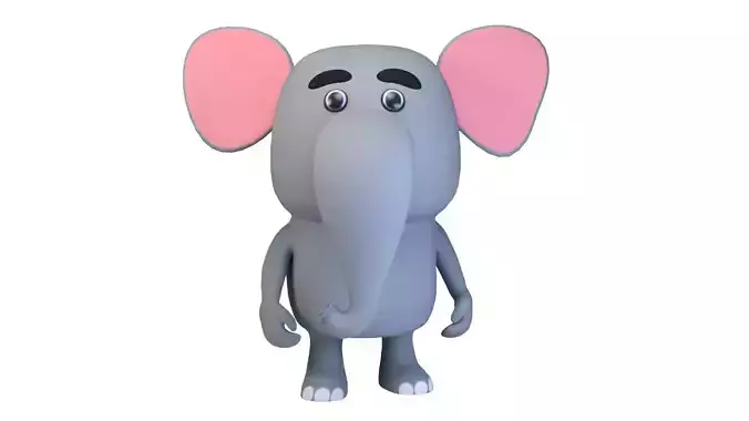 Cartoonish Humanoid Elephant Character Low-poly 3D model