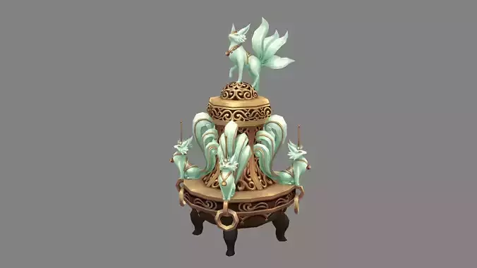 Cartoon censer and jade fox spirit