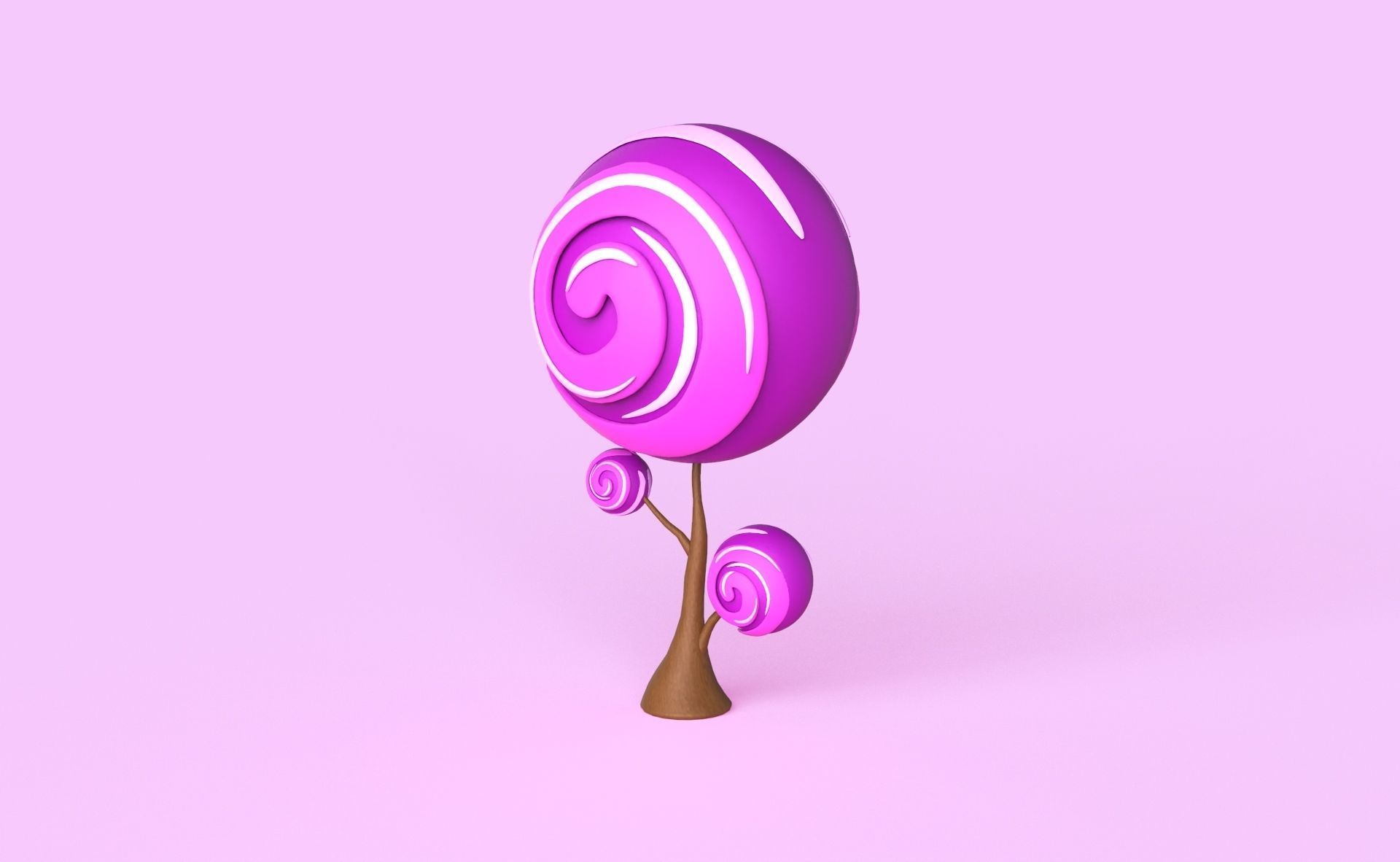 Cartoon Candy Tree 11 Low-poly 3D model_9