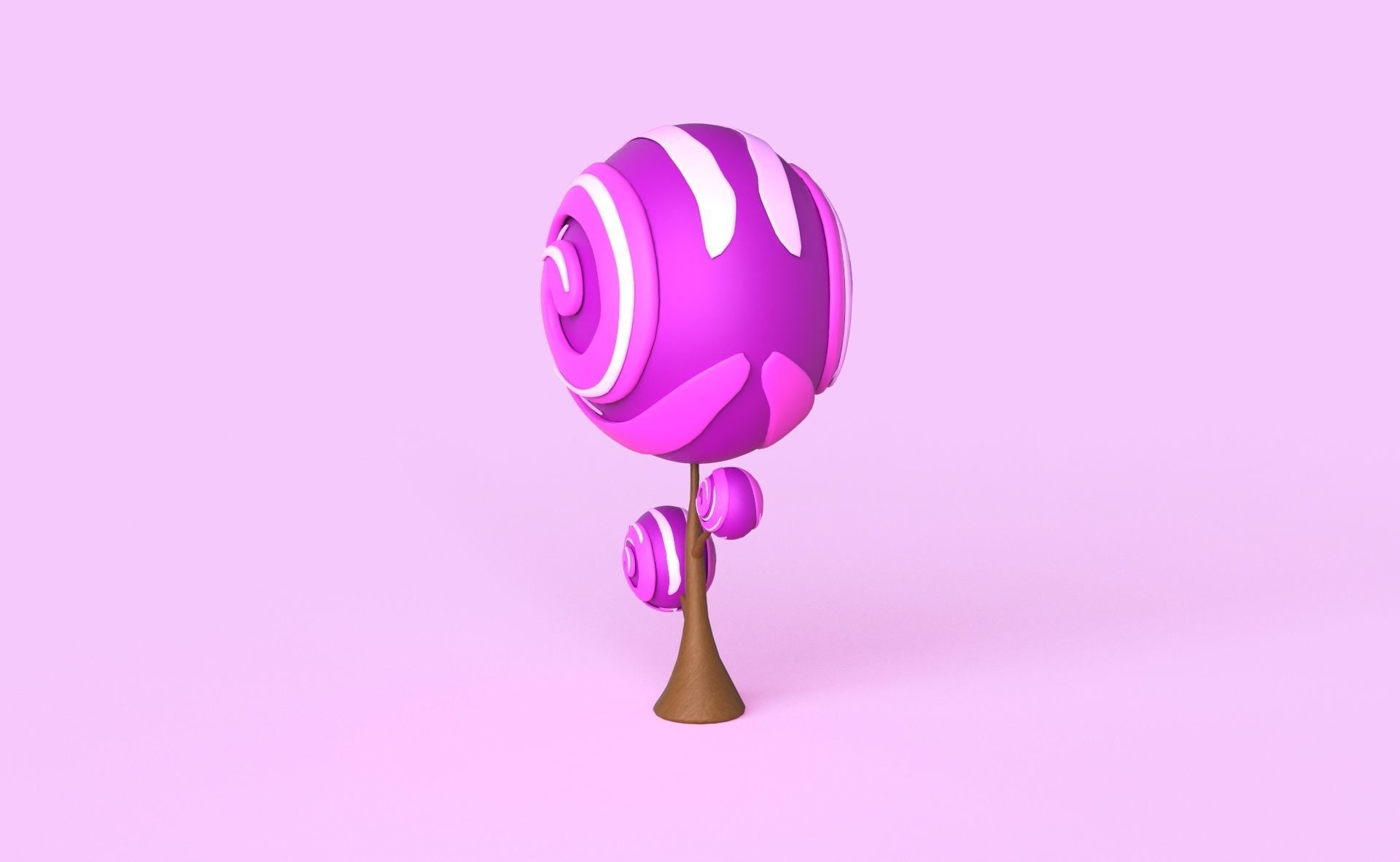 Cartoon Candy Tree 11 Low-poly 3D model_3