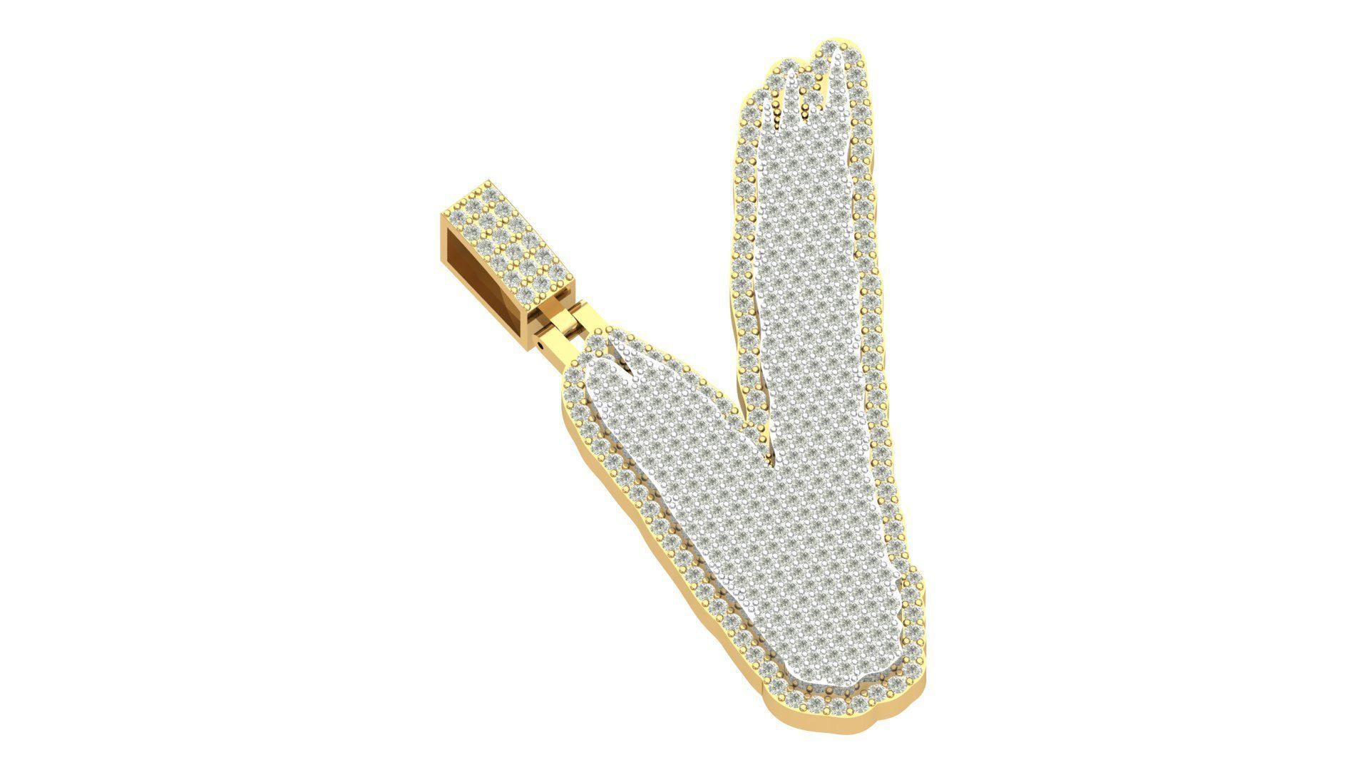 Alphabet Latter hiphop Pendent 3D print model_7