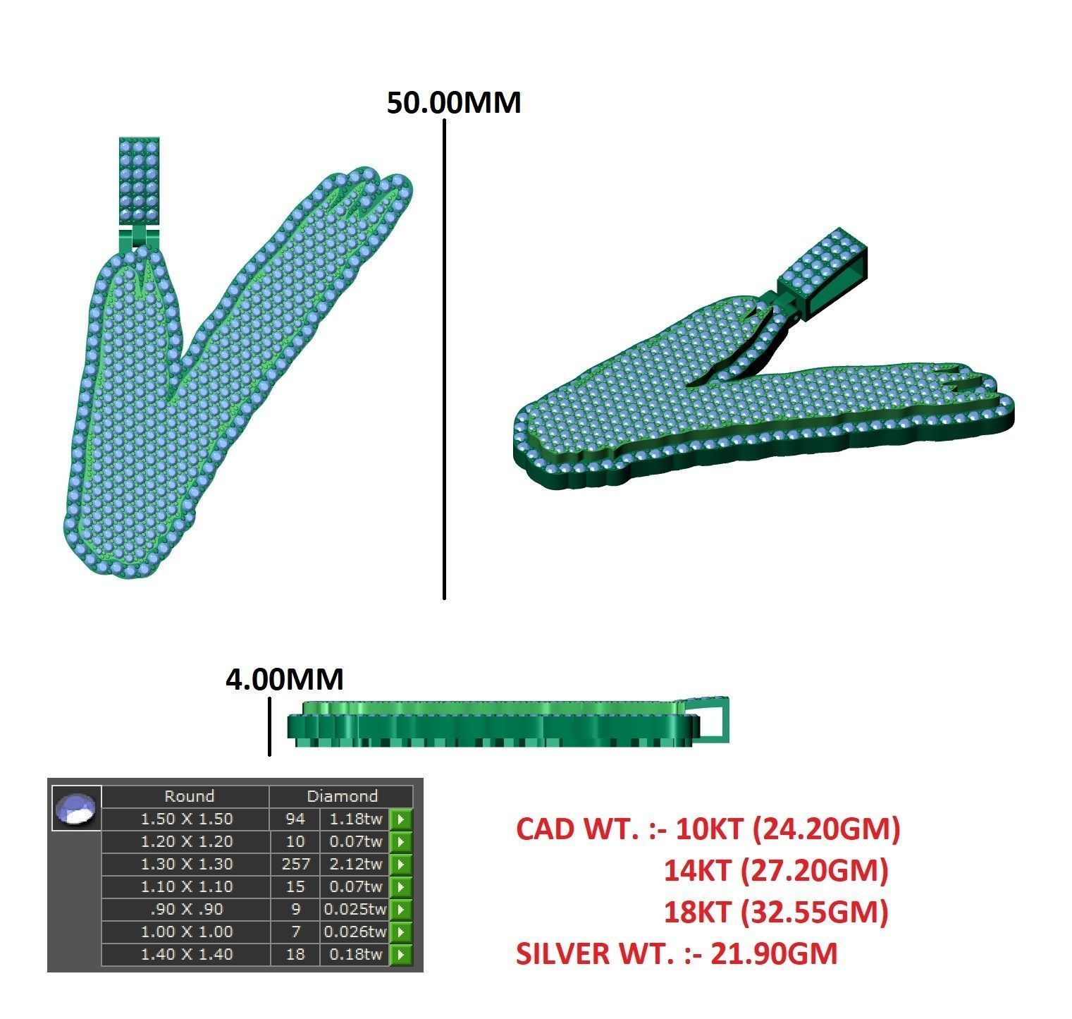 Alphabet Latter hiphop Pendent 3D print model_8